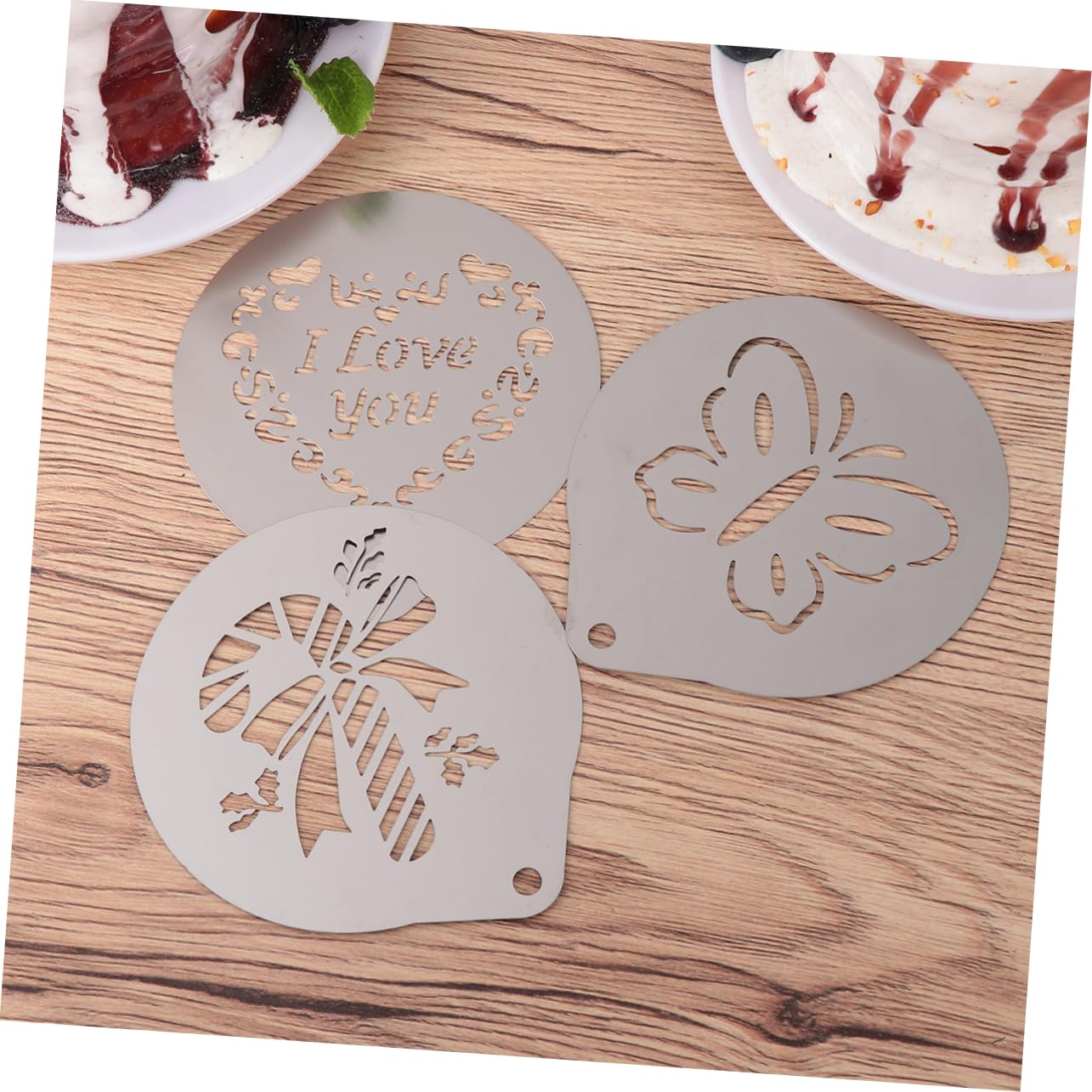 Ciieeo 3juegos Plantilla De Café Inoxidable Para Decoración De Latte Diseño Para Arte Cappuccino y Café Fácil De Limpiar y Usar