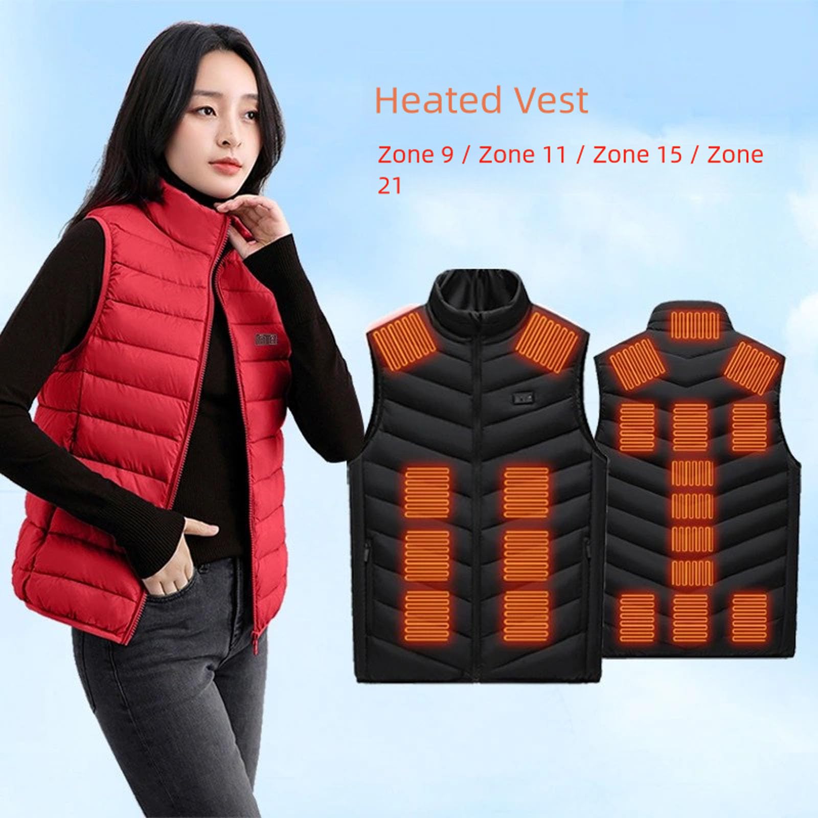 Gilet riscaldante ricaricabile per esterni rapida distribuzione del calore unisex design regolabile gilet riscaldato termico regolabile