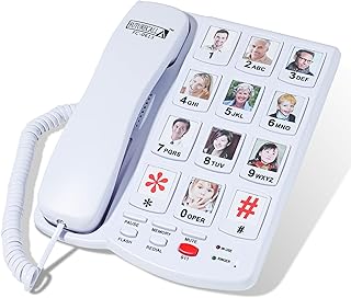 Future Call FC-0613 Best Landline Phones for Seniors, Landline Phone for Hearing Impaired Seniors, Dementia Products for Elderly, Alzheimers Products, Big Button Telephone for Seniors, 10 Picture Keys