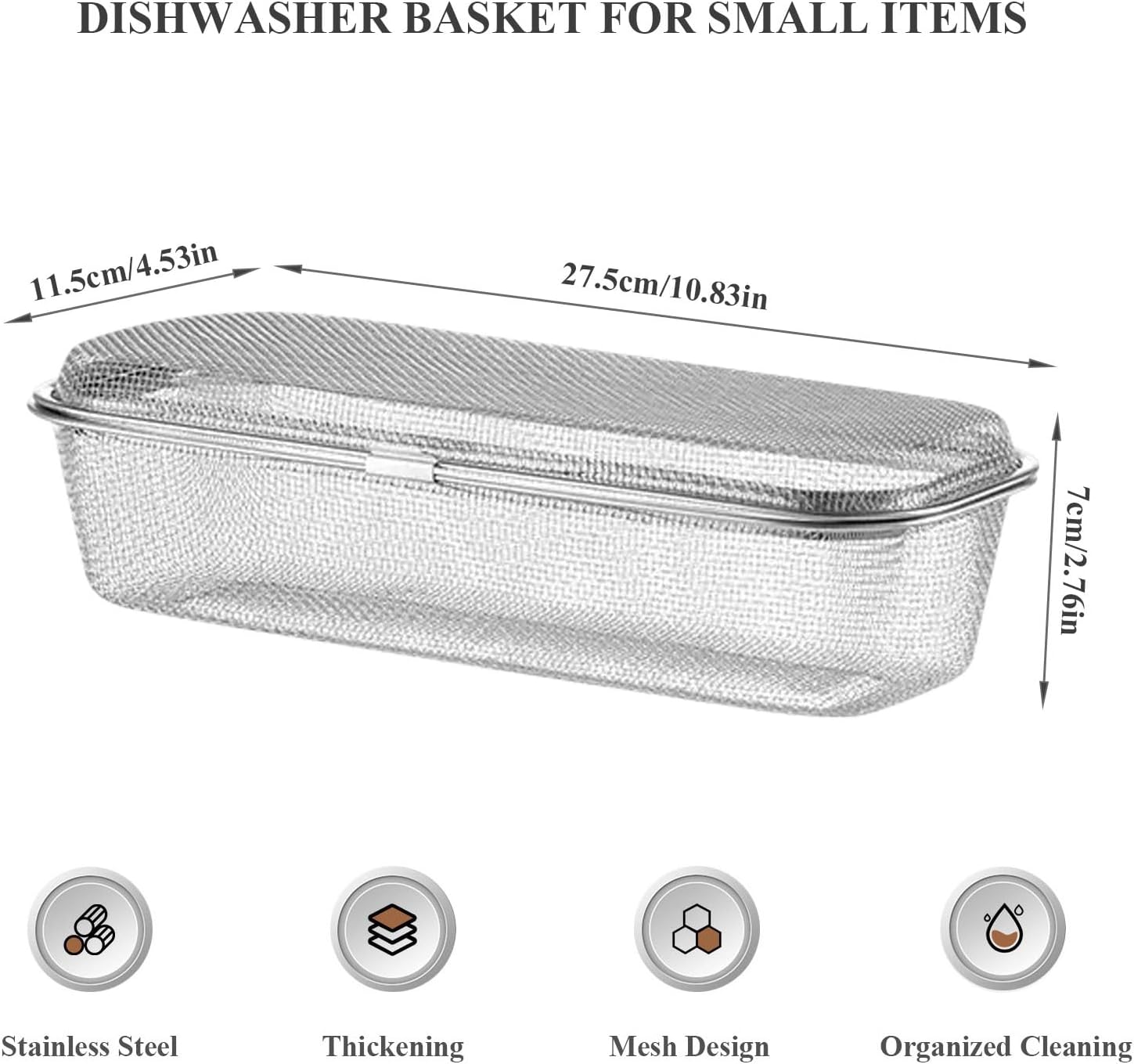 Dishwasher Basket, Stainless Steel Dishwasher Basket for Small Items, Dishwasher Chopstick Silverware Basket, Chopstick Holder for Dishwasher