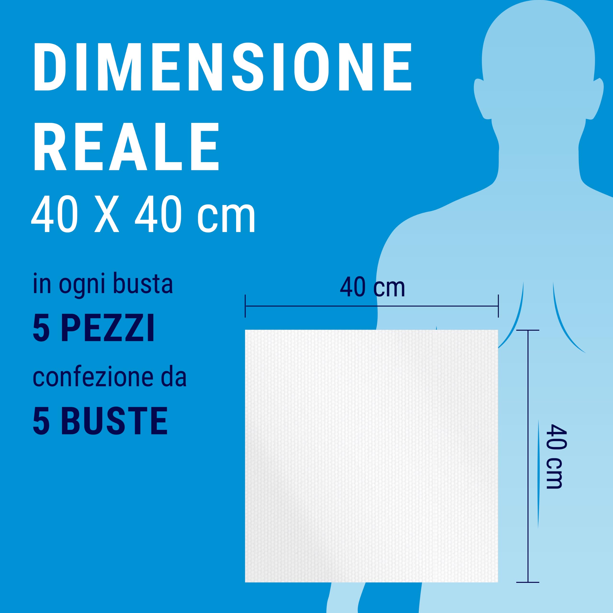 DEALFA 5 PCS Compresses de Gaze Laparotomie Stériles – 40x40 cm – 4 Couches avec Fil Radiopaque RX – Couleur Blanche – Double Enveloppe Stérile de 5 Unités – Lot de 5 Double Enveloppes