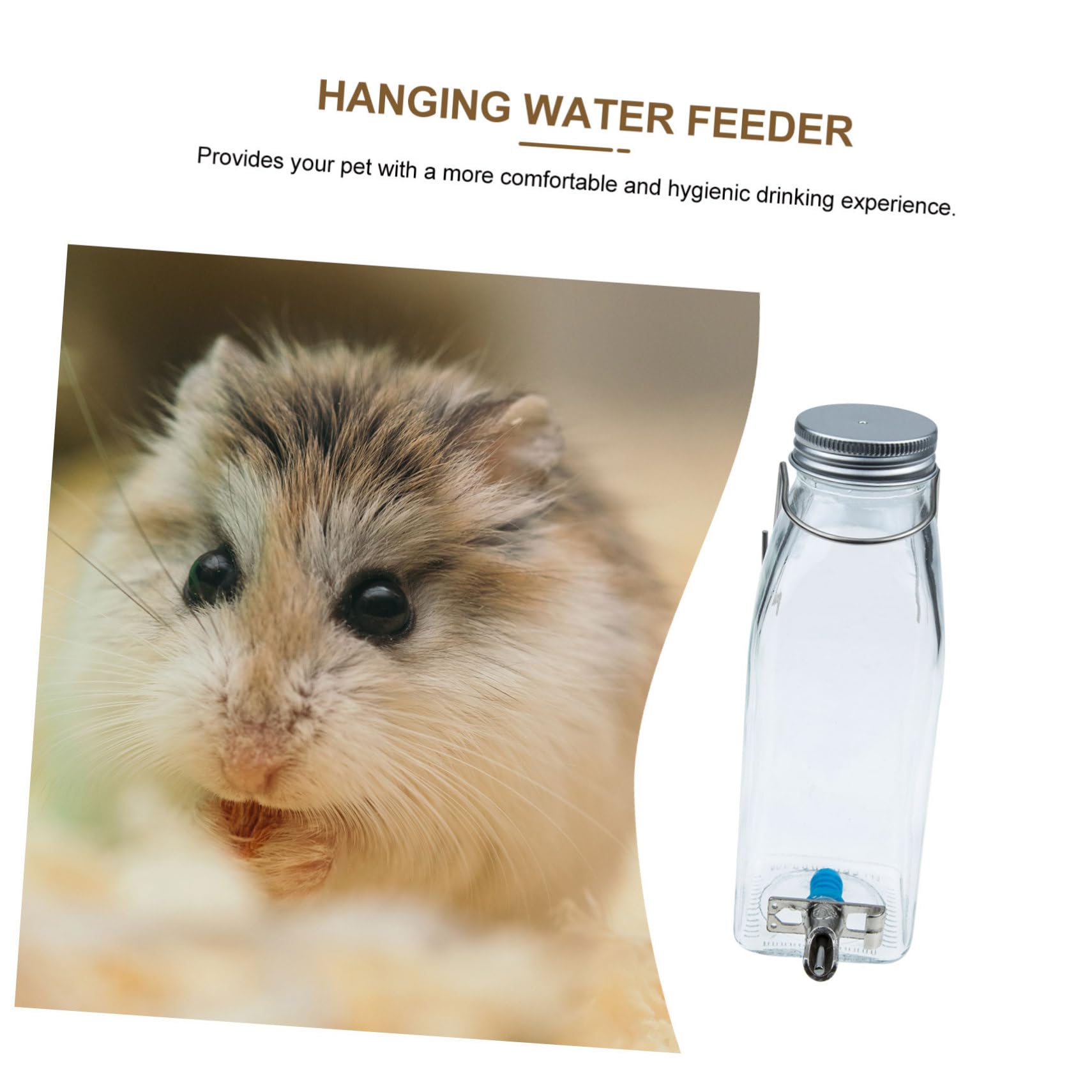 350ml Glas und Edelstahl Haustier Trinkflasche für Kaninchen und Kleine Kleintiere mit Bisssicherem Design und Komfortabler Trinkfunktion zum Aufhängen im Käfig