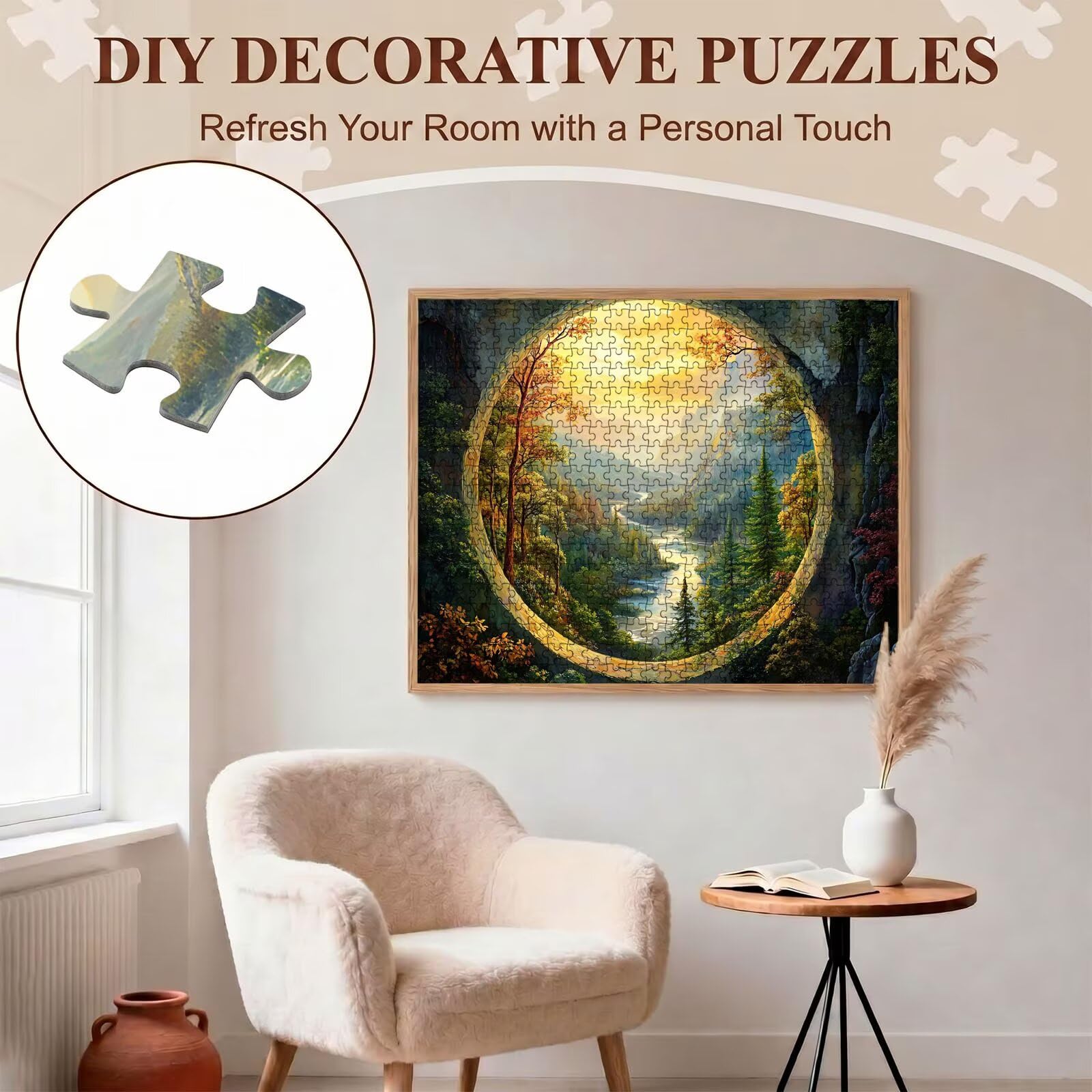 paesaggio foresta Puzzle 1500 Pezzi per Adulti, Puzzle in Legno - Collezione Classica con Poster Incluso - Sfida di Concentrazione e Passatempo Antistress, Gioco per Famiglia, 87 x 57 cm f0-512
