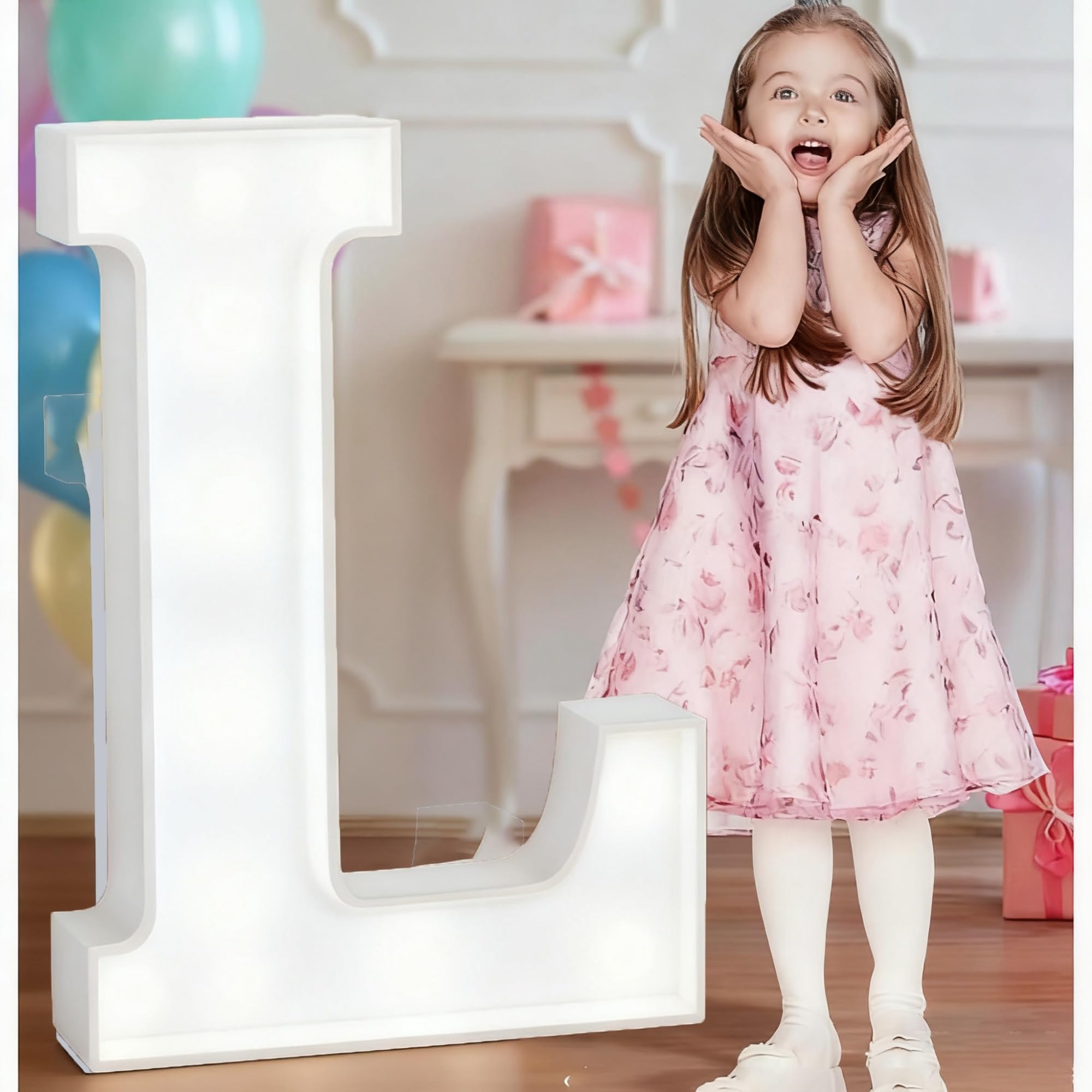 4FT Light Up Wedding Letters Large For Party Decor, Marquee Birthday Graduation Baby Shower Decorations, Mosaic Arch Stand Pre-cut Foam Cardboard(L,100cm)