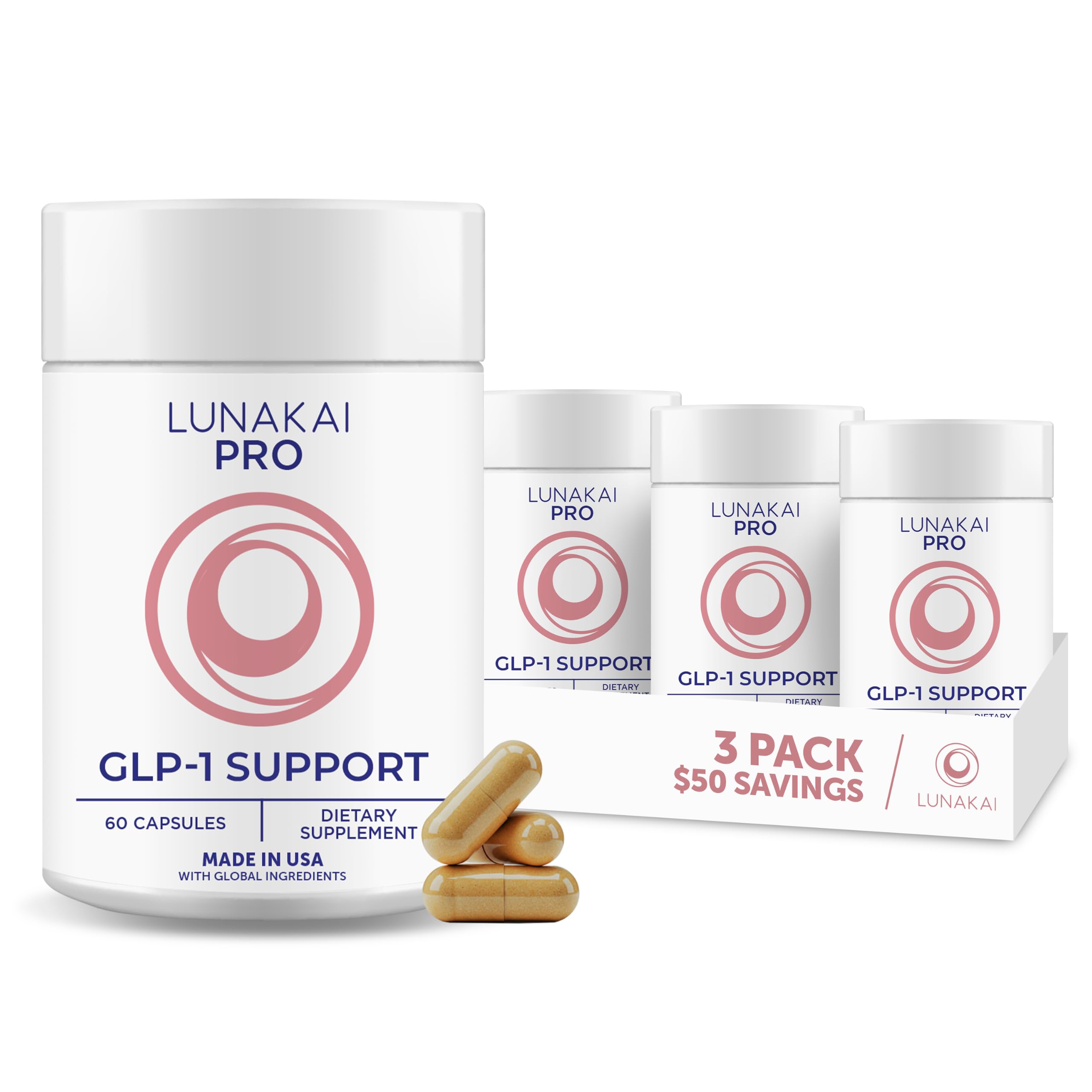 Lunakai USA Made GLP-1 Supplement - Natural GLP 1 Support with Probiotics & Resveratrol – Supports Weight Management, Cravings & Metabolism, 60ct — Amazon image 10