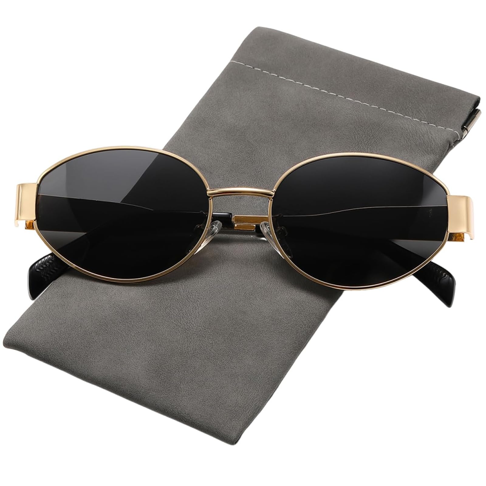 D LolyladOval Sunglasses for Women Men, Classic Metal Frame Retro Polarized  Sunglasses, UV400 Protection