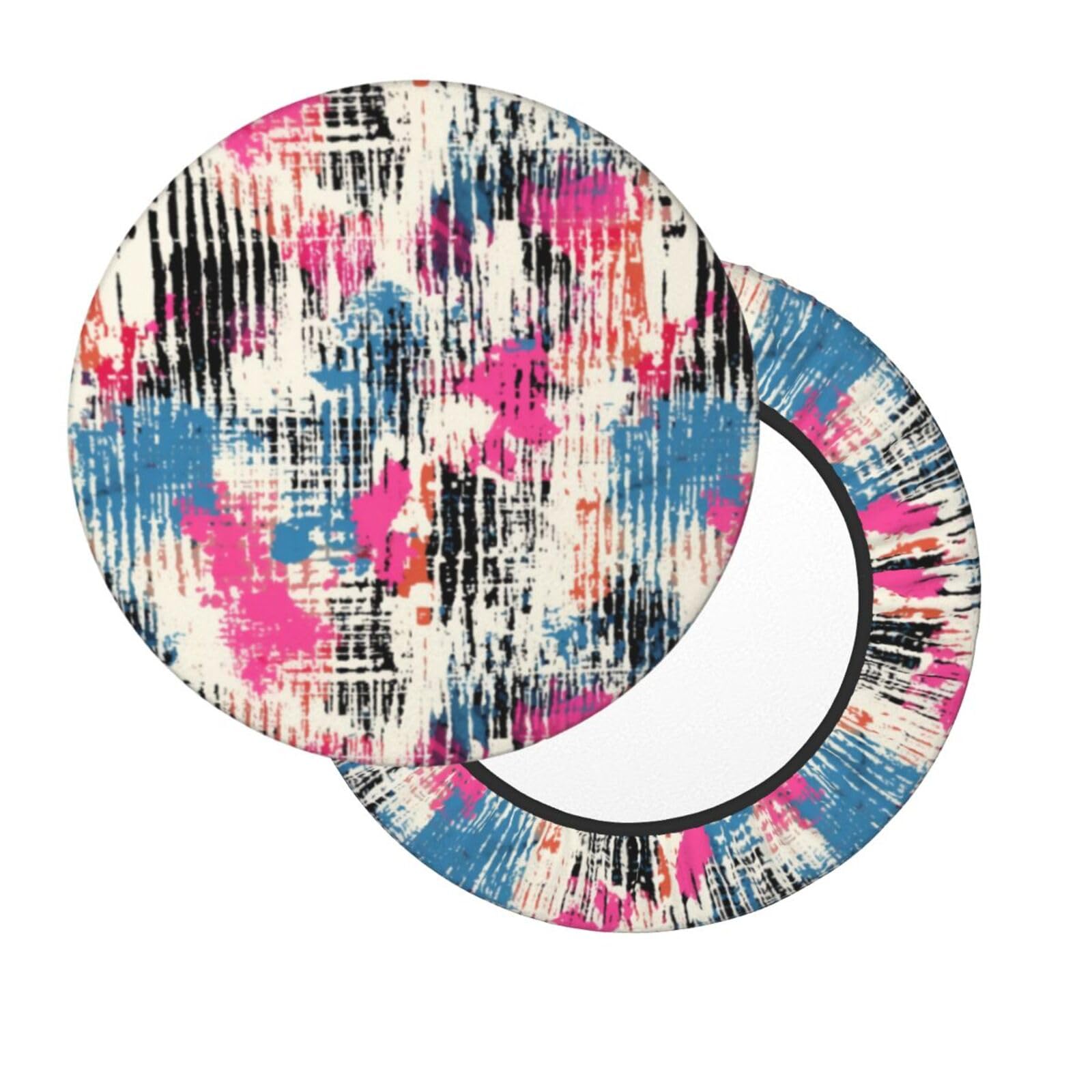 Velvet Round Stool Covers, Abstract Grid Pattern Round Barstool Slipcovers with Elastic Bands, Dustproof Stool Cushion Slipcover Barstool Covers for 12-14" Round Barstools