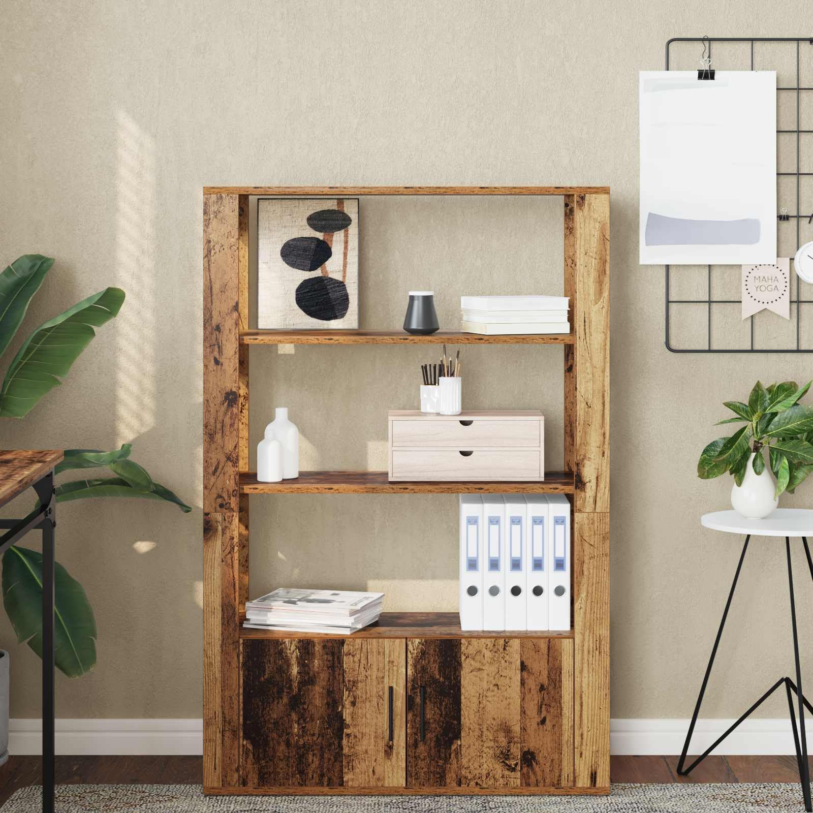 Credenza effetto legno anticato, 80 x 30 x 119,5 cm, comò in legno