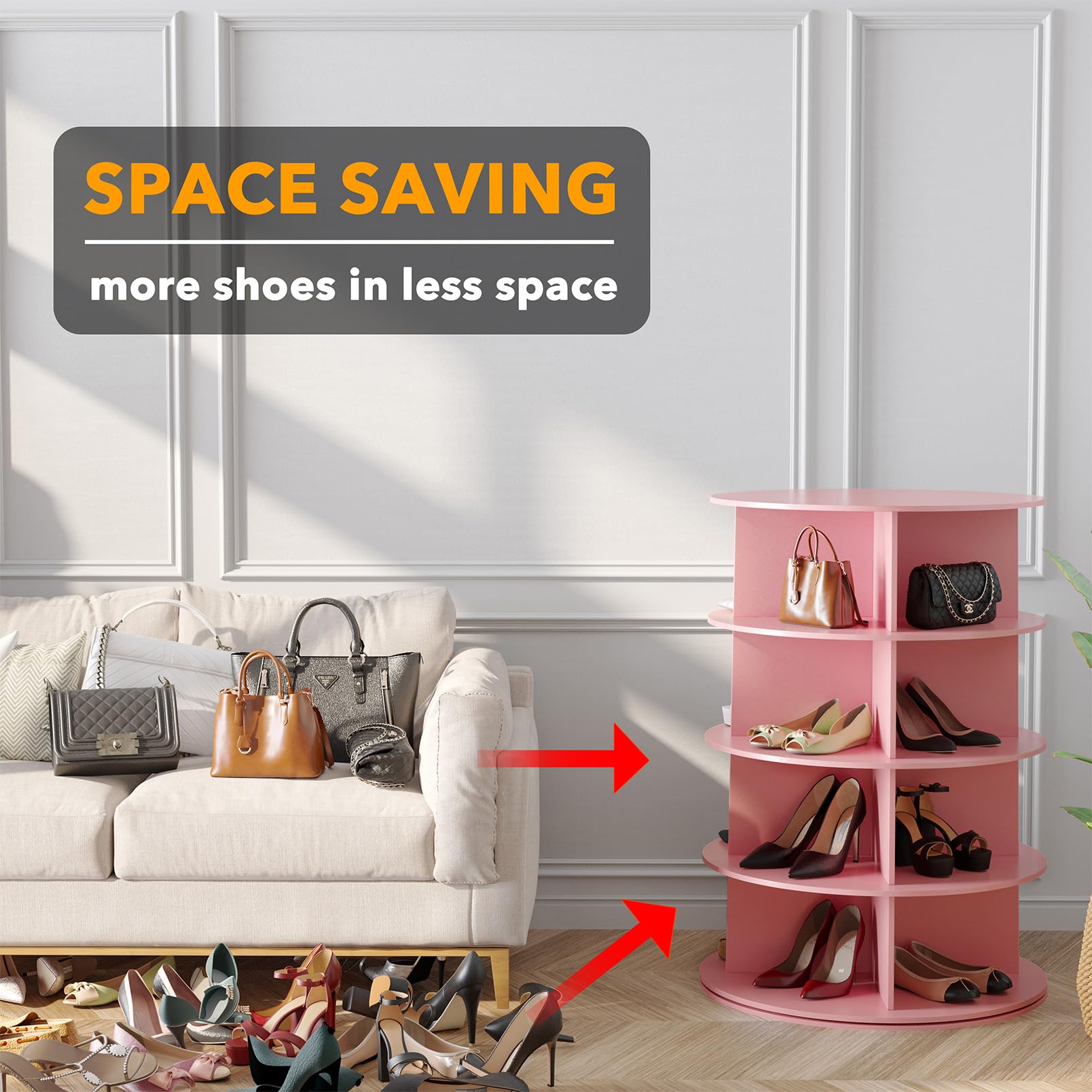 Round Shoe Table Rack Snapklik.com : SpaceAid 4 Tier Rotating Shoe Rack Tower, Spinning Shoe ...