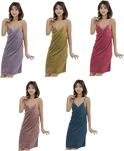 Miniatura 7 de Ckuakiwu Toalla de baño para mujer, toalla de spa de secado rápido, envoltura corporal de microfibra suave, vestido de toalla de playa, albornoz