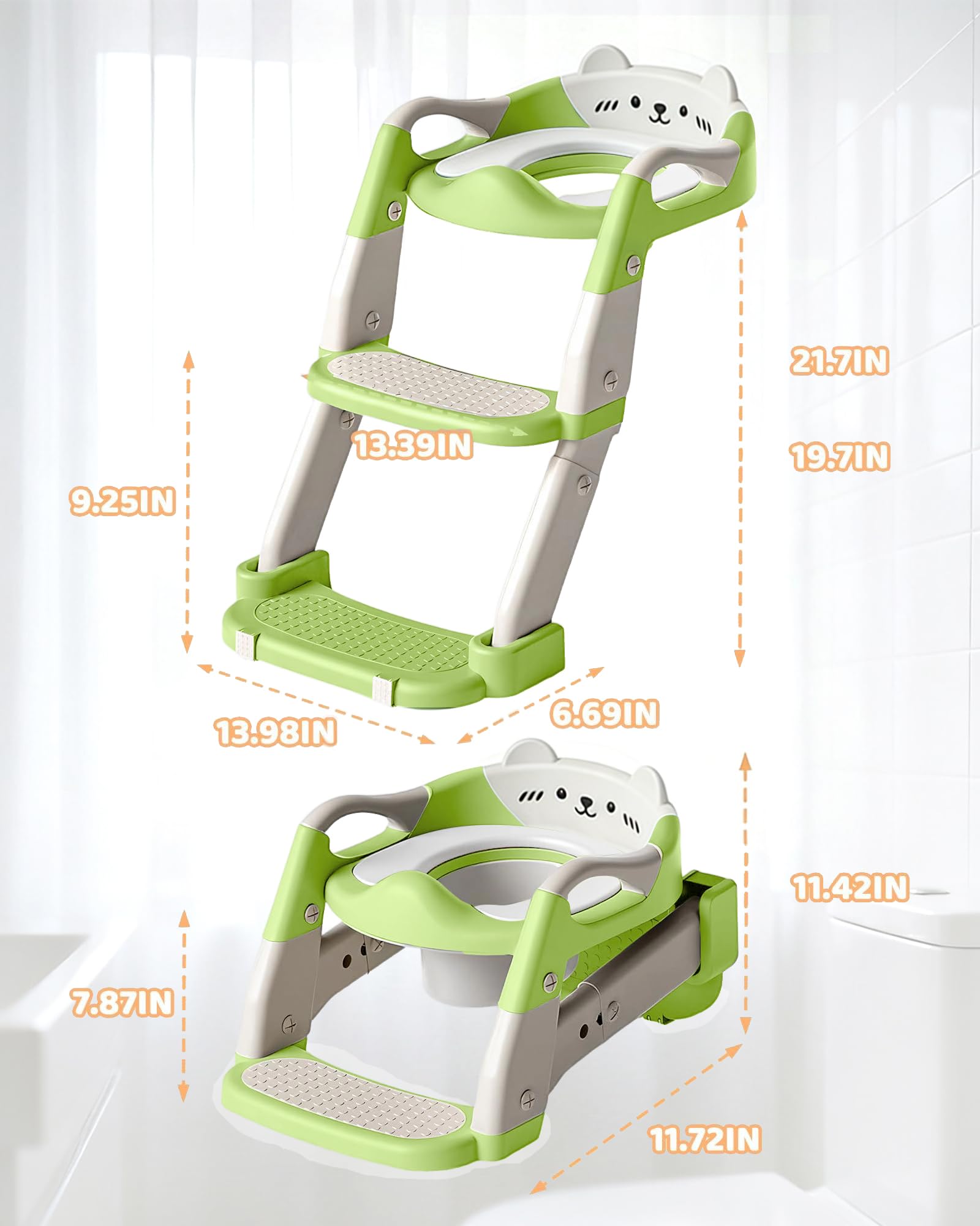 Adaptador WC Niños, Adaptador de Asiento de Inodoro Infantil 3 en 1, Antideslizante e Impermeable, con Protección Contra Salpicaduras, Asiento de Inodoro para Niños Para el Entrenamiento
