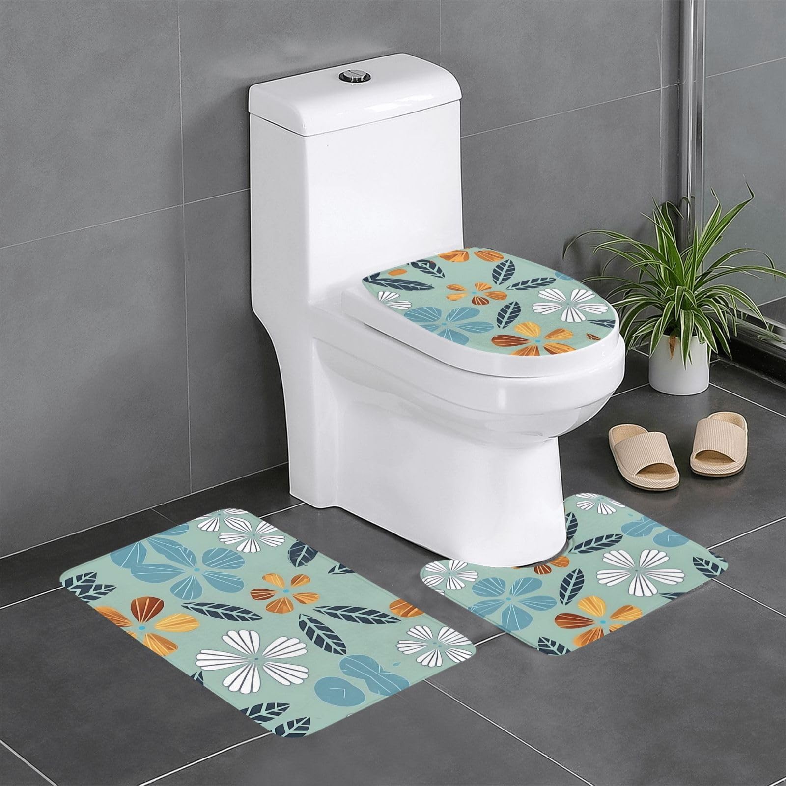 Tapis de salle de bain antidérapant floral évite les glissades