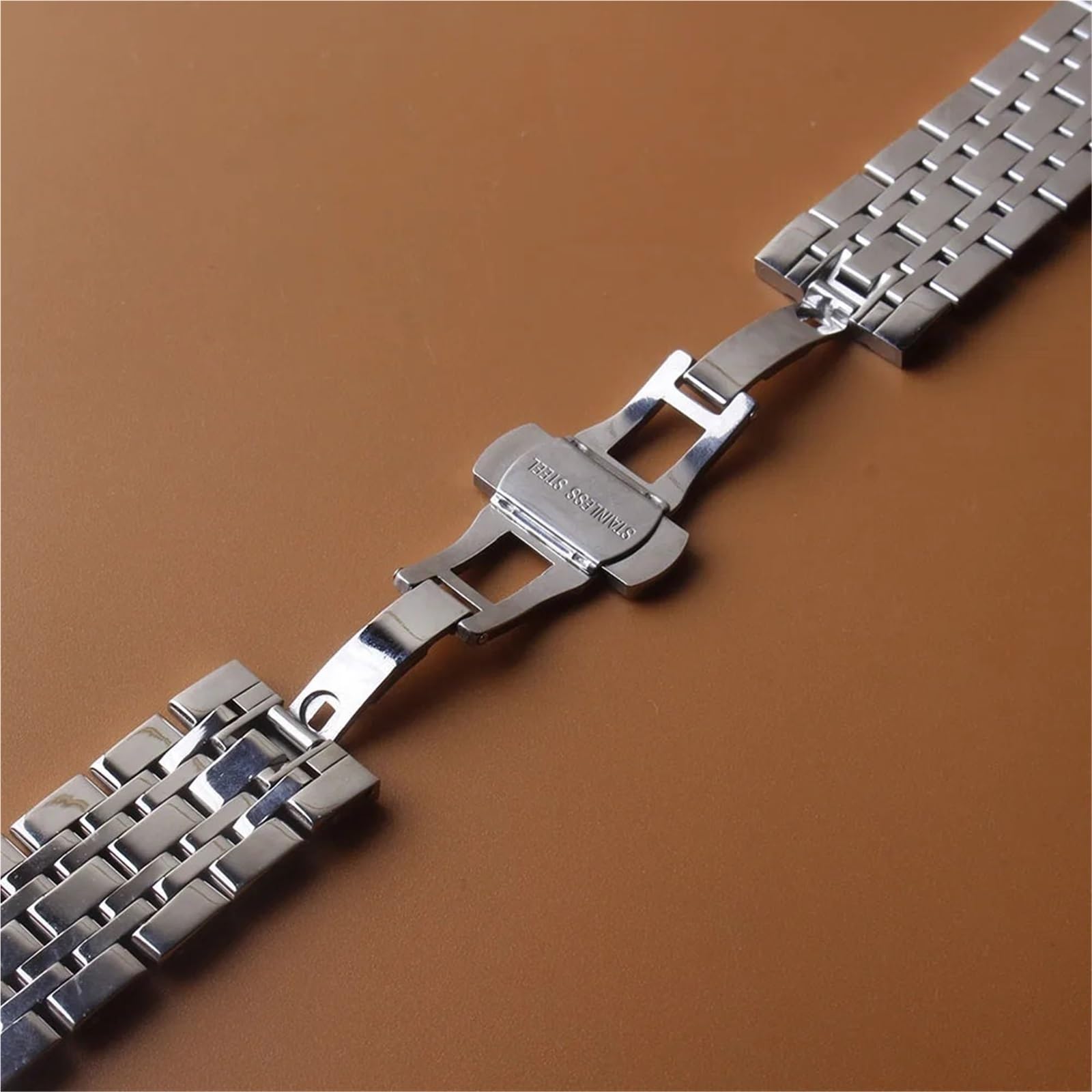 Correa de Reloj de Acero Inoxidable Correa de Reloj de Acero Inoxidable Plateada con línea Azul, Correa de Reloj Pulida de Metal, Accesorios de muñeca de 22mm y 20mm