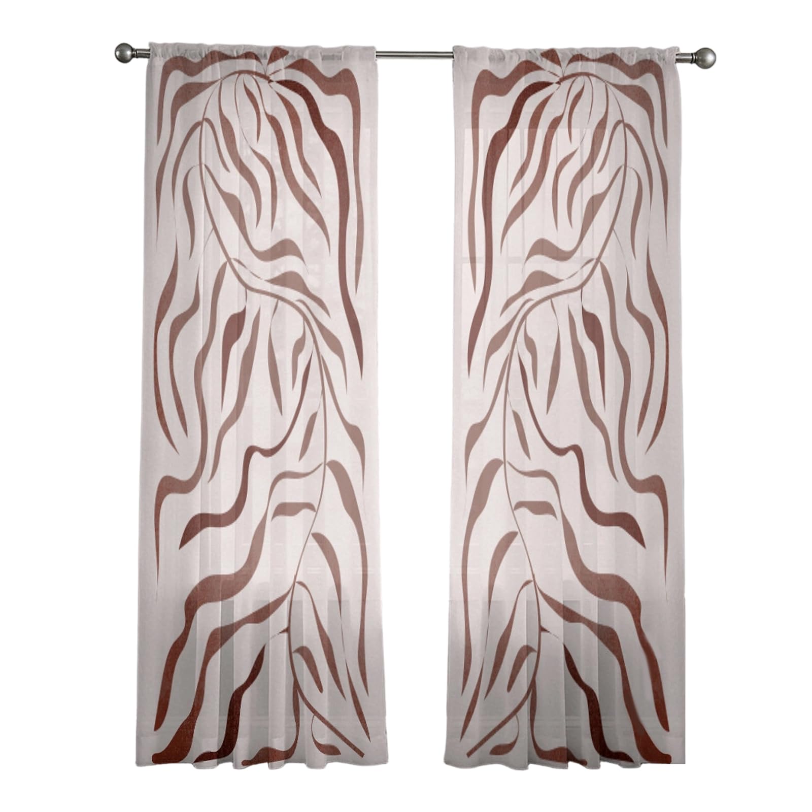 Elnwnnkc Pattern Window Curtain Polyester Sheer Panel with Rod Pocket for Living Room Bedroom Sheer Privacy Window Screen