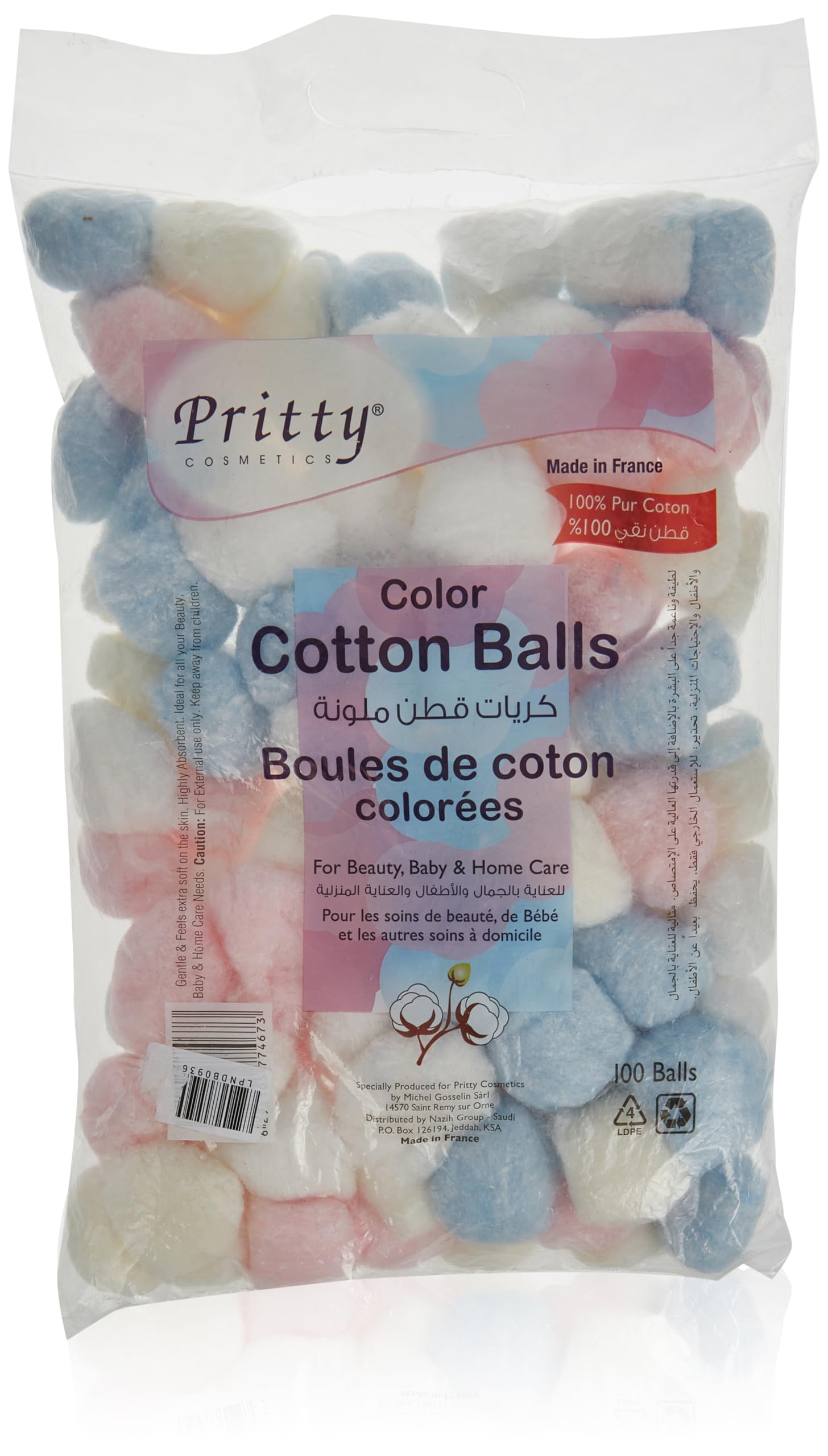 Pritty Color Cotton Balls 100-Pieces