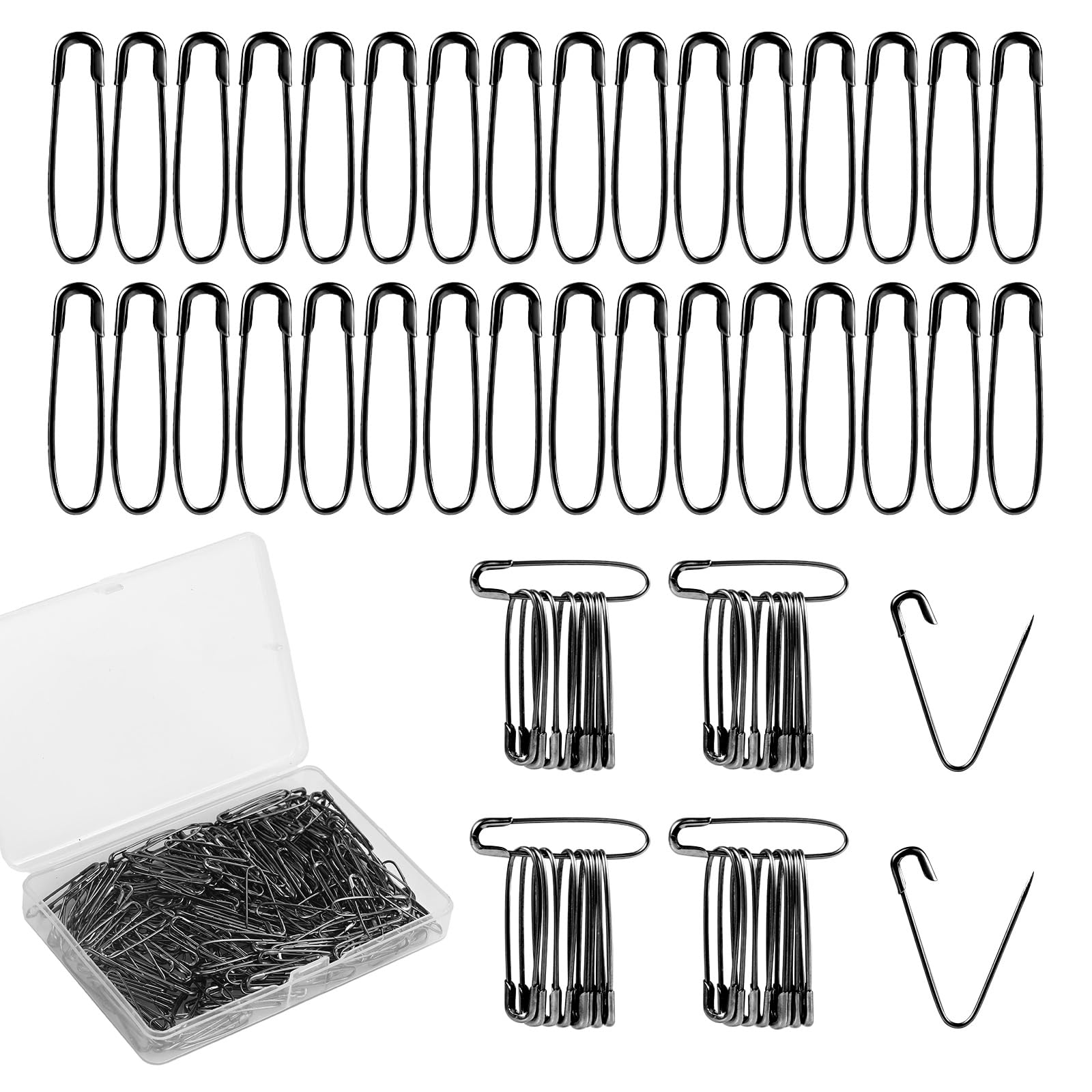 300pcs Safety Pins for Clothes, 0.94in/2.4cm Small Quilting Hijab Pin Tiny Mini Without Loop Sewing Accessories for Handmade Crafting Knitting Sewing Tag Trim Fastening Clip(Black Nickel Color) — image 1