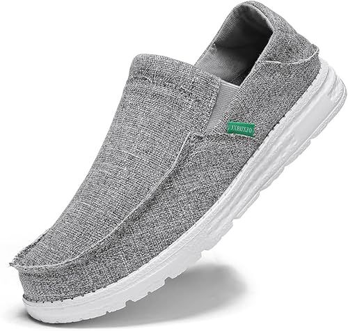 JXRUXZO Men's Slip on Cloth Shoes Plantar Fasciitis Canvas Loafer Shoes with Arch Support Insole,Casual Comfort Slippers Soft Outdoor Boat Shoes