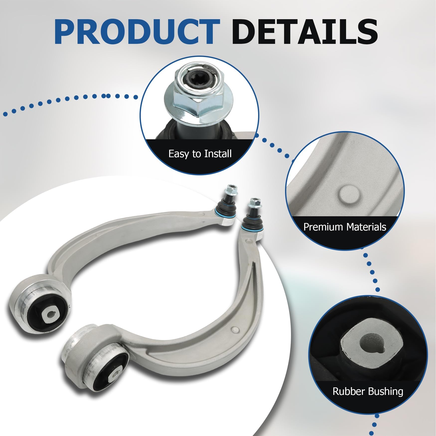 4PC Front Upper Control Arms With Ball Joints For Audi A4 A5 S4 S5 SQ5 (2009-2016) – Rust-Protected Aluminum