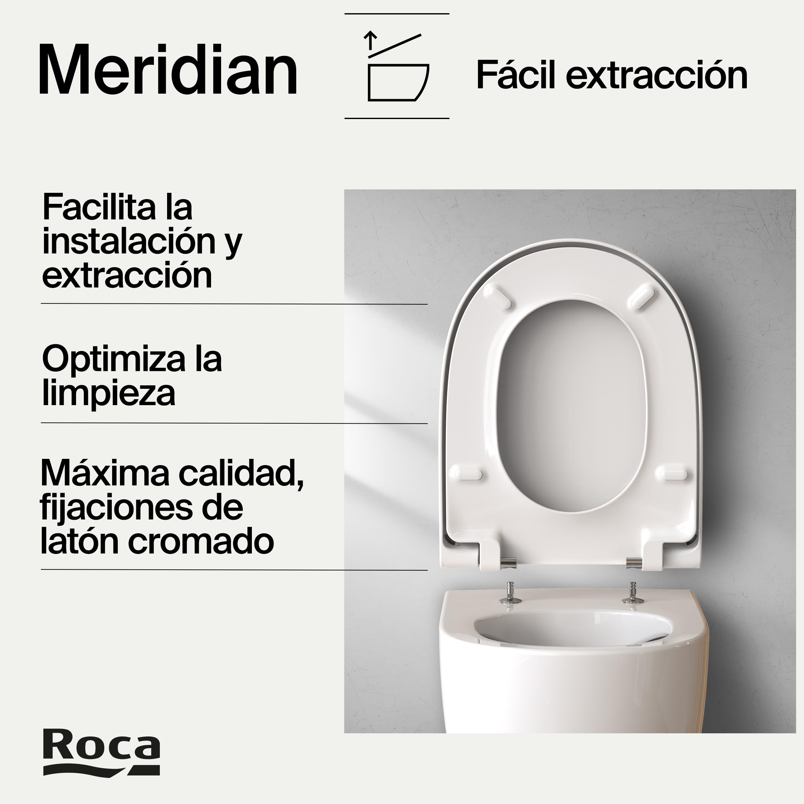 Roca Meridian - Tapa y asiento de Supralit para inodoro compacto con caída amortiguada, tapadera de WC original con ajuste perfecto, recambio de tapa de váter resistente, blanco, A8012AC00B