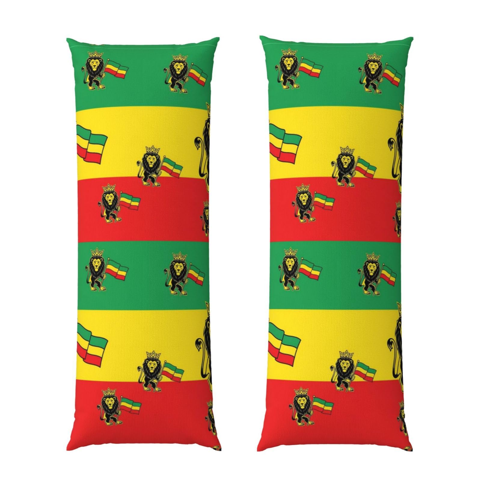 Body Pillowcase 20x54, Rasta Lion Judah Rastafari Flag Reggae Music, Plush Velvet Pillow Cover with Zipper, Cozyffy Rectangular Cushion Case for Couch Bed Home Hotel