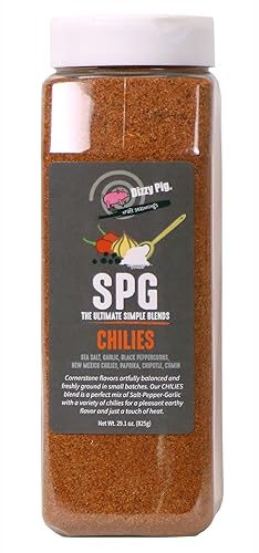 Dizzy Pig SPG Chilies (Sal, Pimienta y Ajo) Condimento Rub (coctelera de cuarto de galón)  Hecho a mano en los Estados Unidos  Temporada alrededor