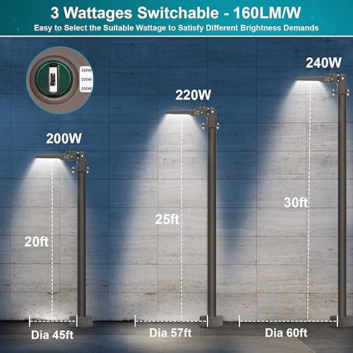 Miniatura 2 de HiBay MAX. 240W LED Parking Lot Lighting with Dusk to Dawn Photocell, 38400LM (160LMW), 5000K Street Flood Light, Outdoor Shoebox Lights with