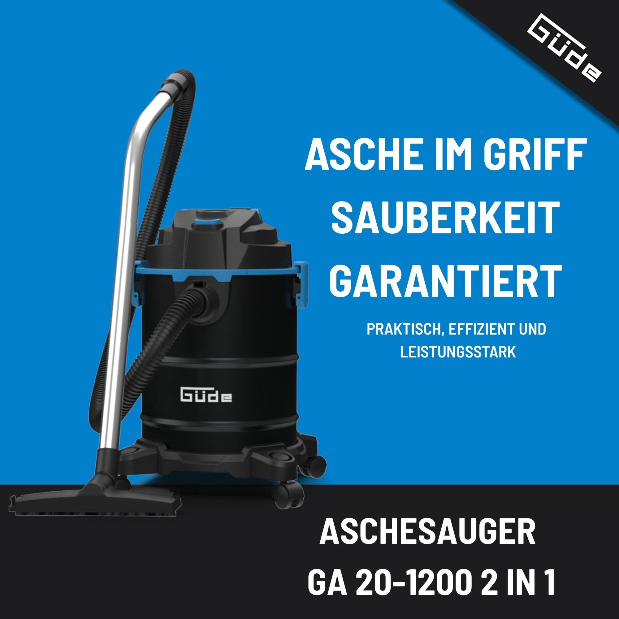 Güde Aschesauger GA 20-1200 2 in 1-1200 Watt, 20 Liter Stahlbehälter