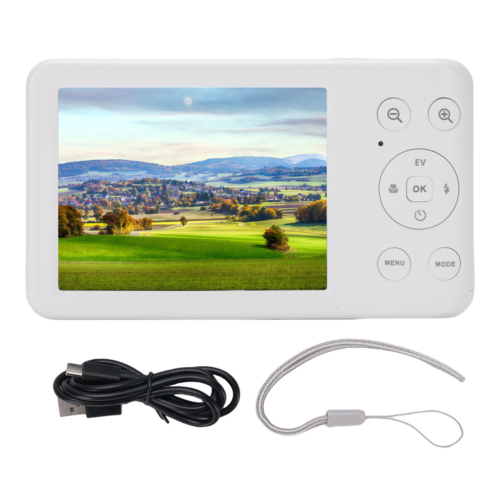 Elprico Camere Digitali 4K per Fotografia, Fotocamera da Vlogging da 64 MP 1080p per YouTube, Fotocamera da Viaggio Compatta a Schermo da 3 Pollici per Adolescenti con Zoom Ottico 10x, (WHITE)