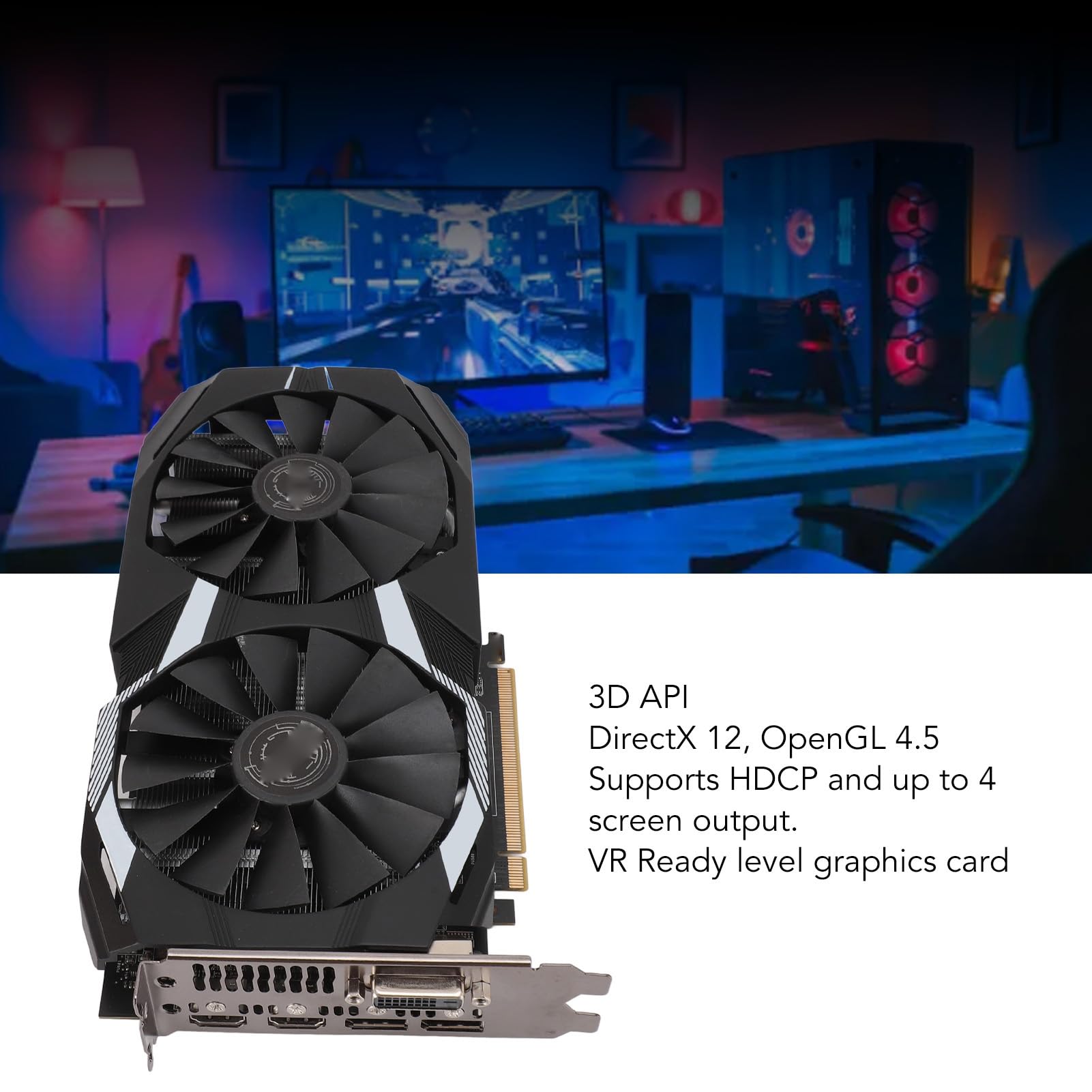 Tarjeta Gráfica RX 590, 256 bits 8 GB GDDR5 1460/8000 MHz, Tarjeta Gráfica para Juegos PCI Express 3.0, HDMI DP DVI con Ventiladores Duales para Juegos de Oficina y PC