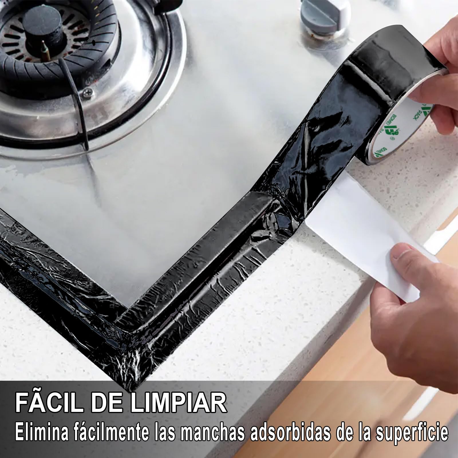 BOMEI PACK 50mmx50m Negro Cinta adhesiva de aluminio aislante térmico - Rollo de aluminio adhesivo de alta temperatura de reparaci ón - Cinta de Aluminio para Sellar Sistemas