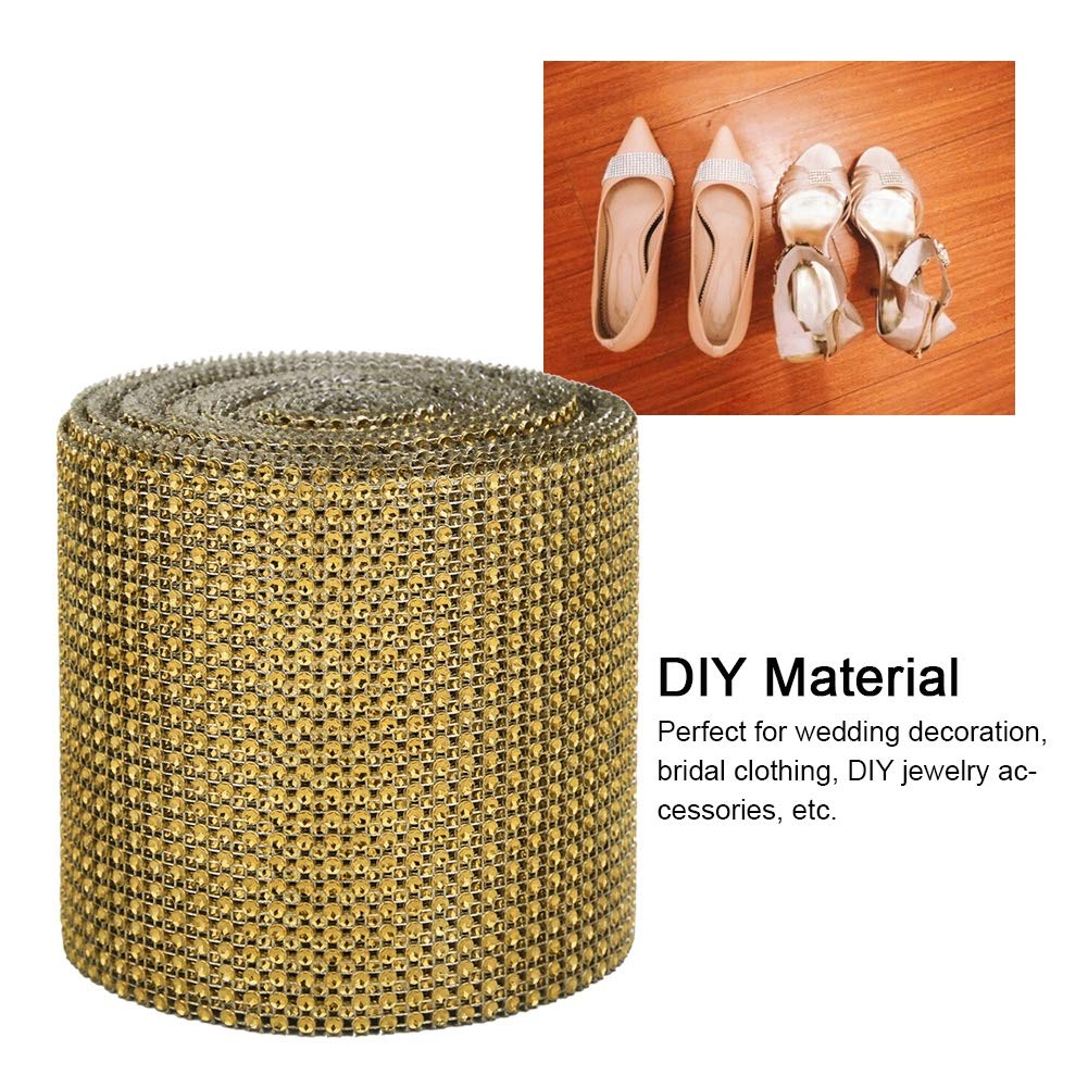 Ymiko Nastro di, 9 m 24 Righe Galvanotecnica Strisce di Decorazione di Abiti da Sposa in Rete(Oro)