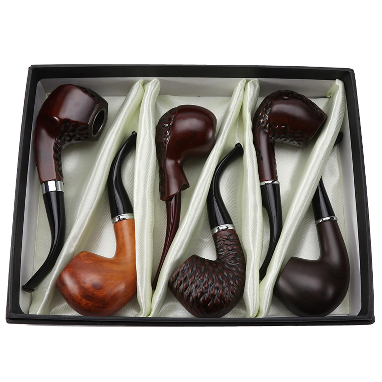 Pipa de Fumar 6 PC/Sistema clásico de Madera del Estilo de la Resina del Tabaco Tubos Mejor Regalo for el Abuelo Boy Friend Padre Fumadores Fumando