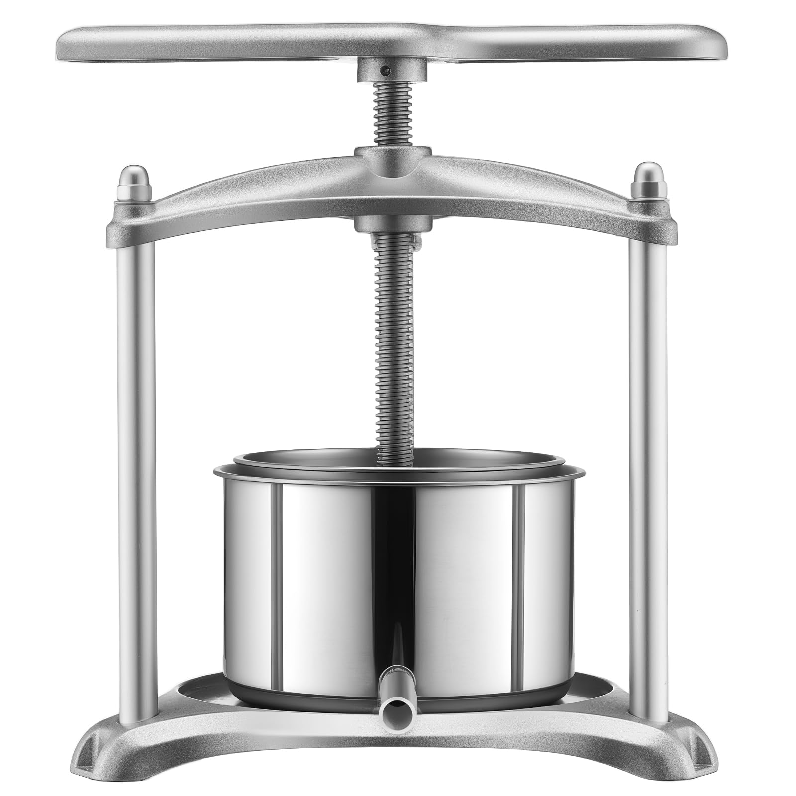 VEVOR Pressa Manuale per Frutti Vino, Premitutto Torchio Manuale Contenitore Interno in Acciaio Inox 3 Litri per Mele Uva Arance Verdure Premitutto con 2 Sacchetti Filtro Manico a Forma di T