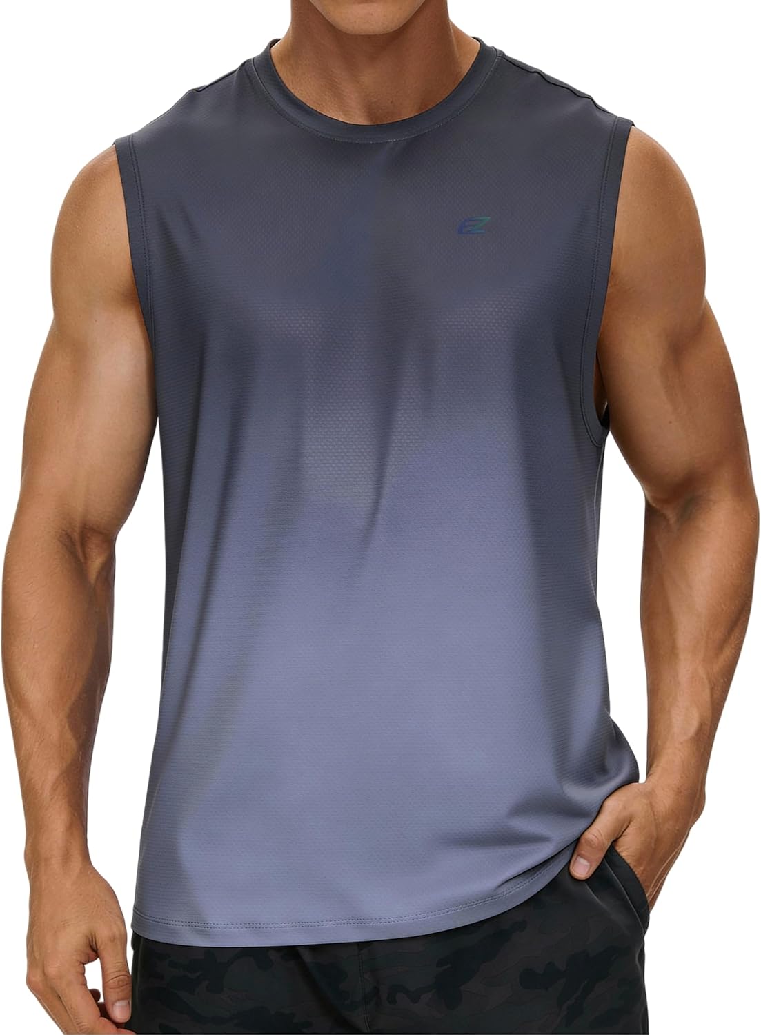 EZRUN Men's Workout Sleeveless Shirts UPF 50+ Summer Beach Swim Shirt Quick Dry Gym Muscle Fitness Running Tank Tops - Image 3