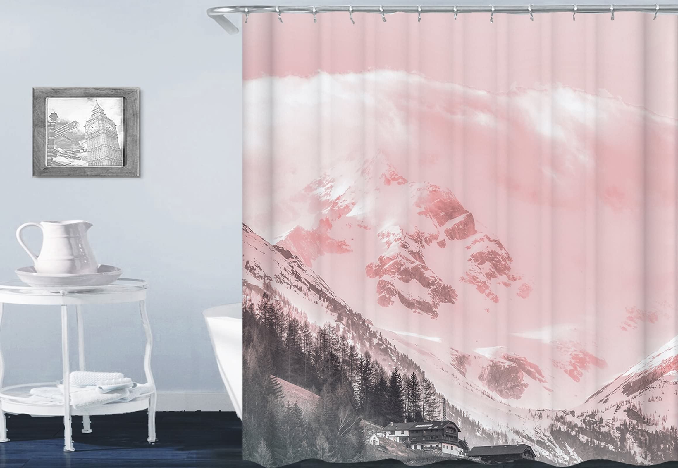 Rideau de douche polyester KnSam 180x200 cm rose gris