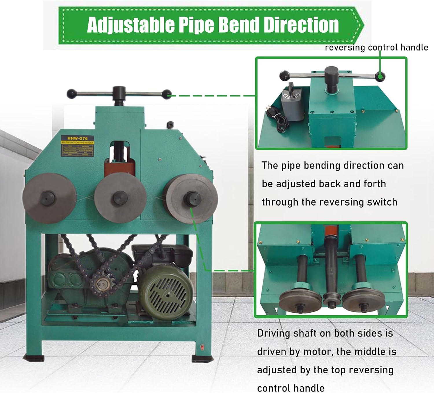 Electric Pipe Tube Bender Electric Square/Round Pipe Bender Roller 1500W Pipe Bending Rolling Machine Round Square Pipe Bender Roller with 9 Round Dies & 8 Square Die Sets, 110V