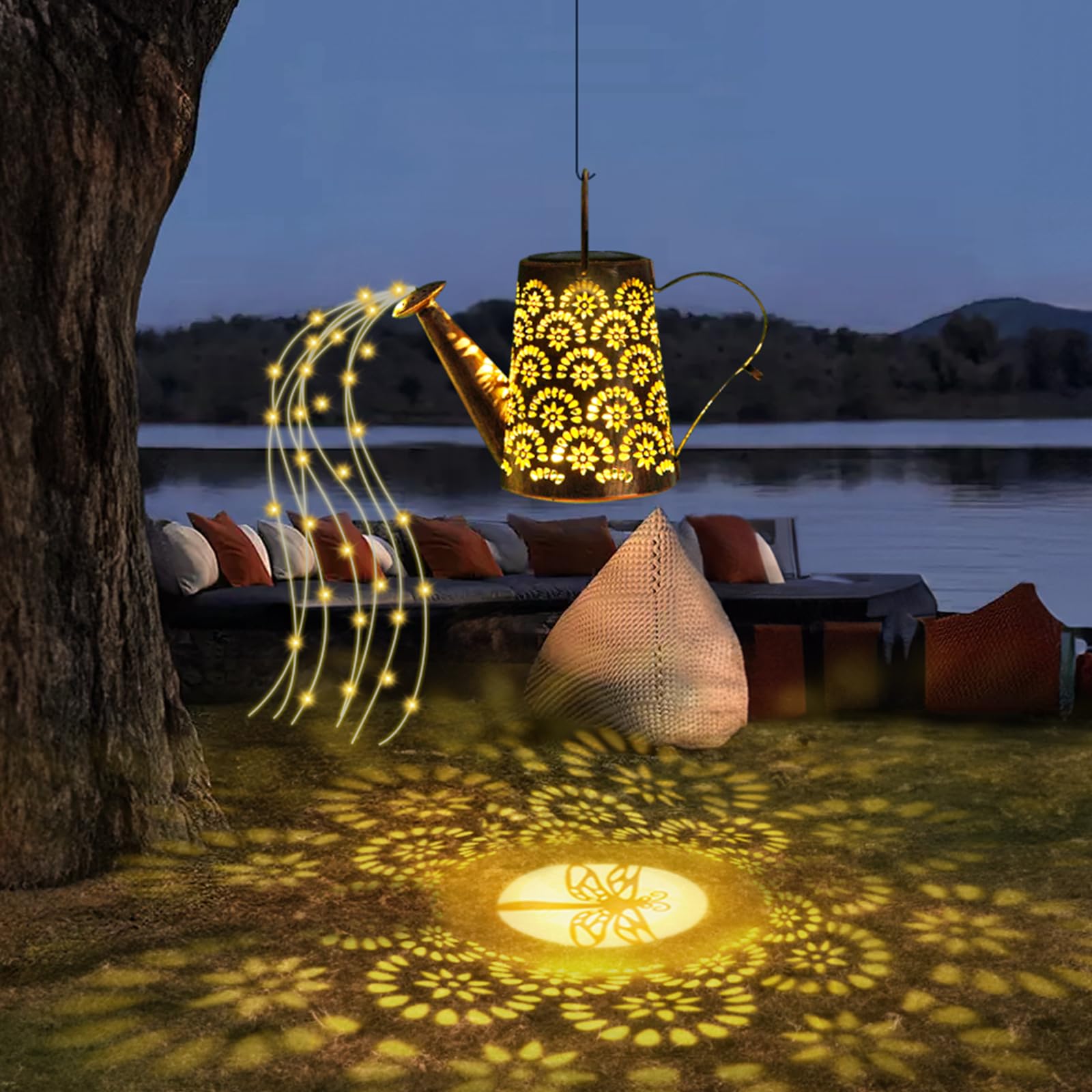 Rowish Solar Giesskanne Garten, Solar Gießkanne It Lichterkette