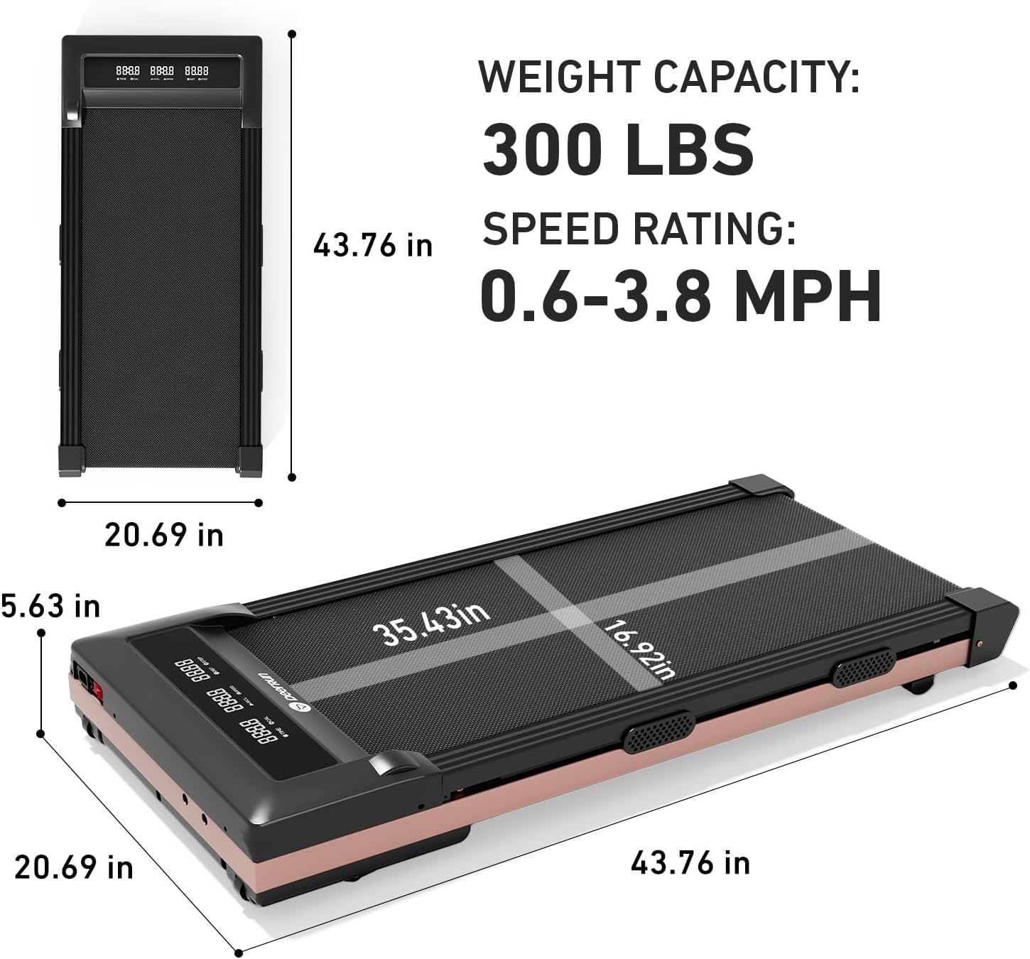 DeerRun Walking Pad Treadmill with Incline, 12% Auto Incline Under Desk Treadmill, 3.0 HP, 300 lb Capacity, Portable Treadmill for Home Office, Remote & App Control image 2