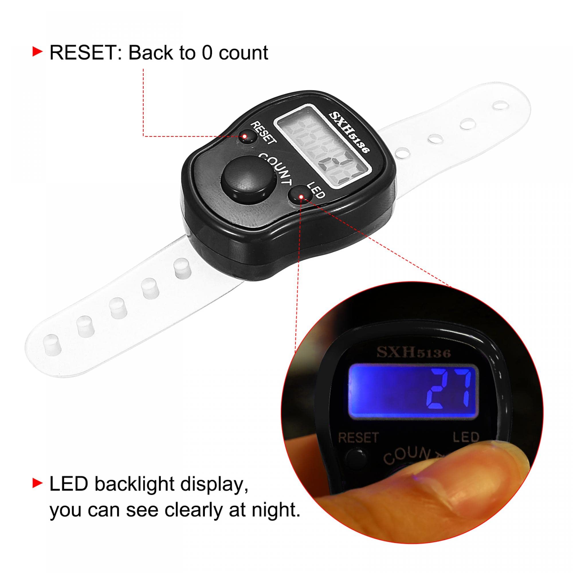 Sourcing Map Finger Tally Counter 0-99999 Digital LED Sports