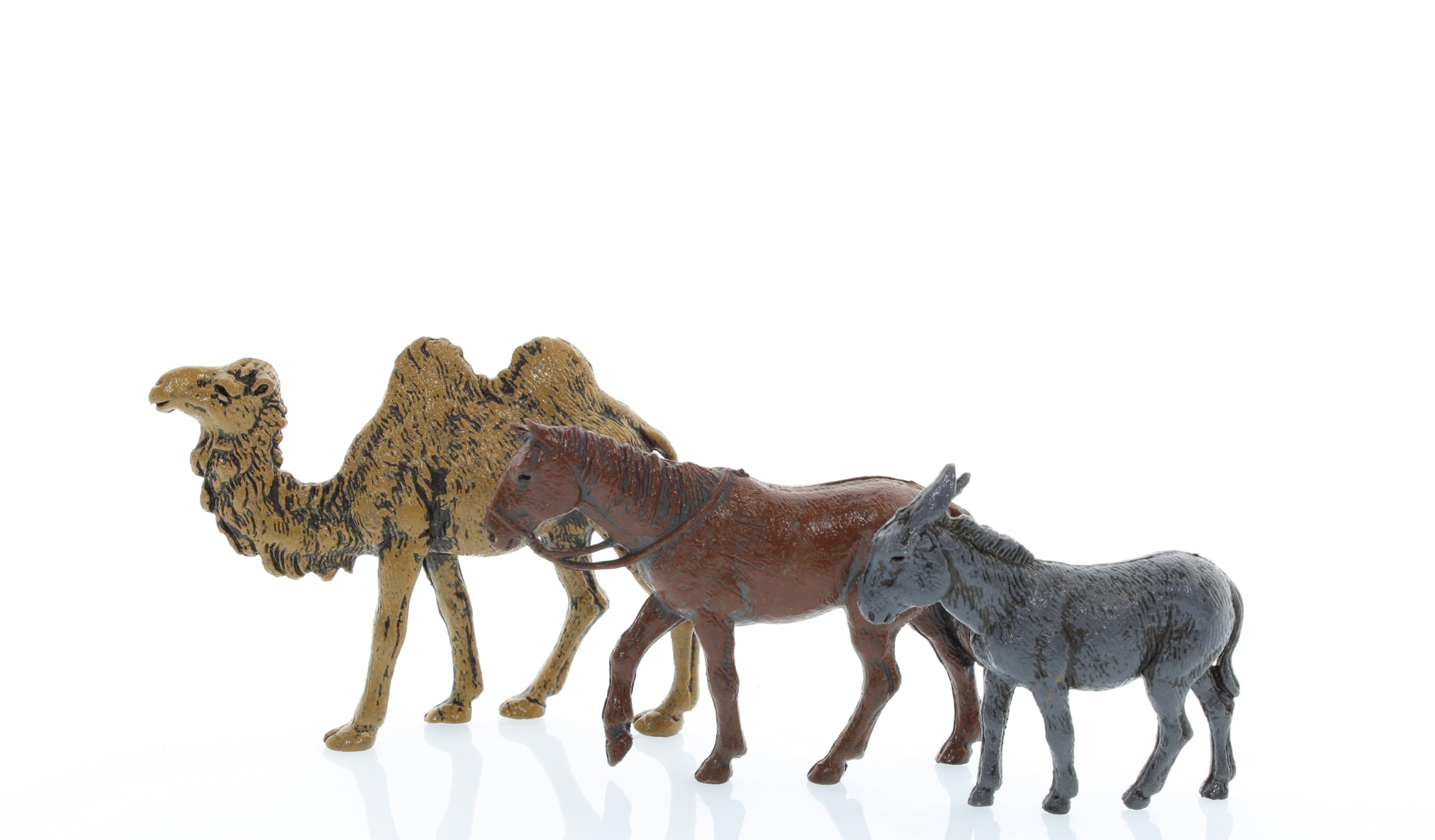 Moranduzzo Camel, Horse and Donkey, Average Height: 4.6 cm – For 6 cm Nativity Set Scale 1:32 – STANDARD 6 – Unbreakable Hand-Painted Figurines, Sculptor M. Landi, Made in Italy