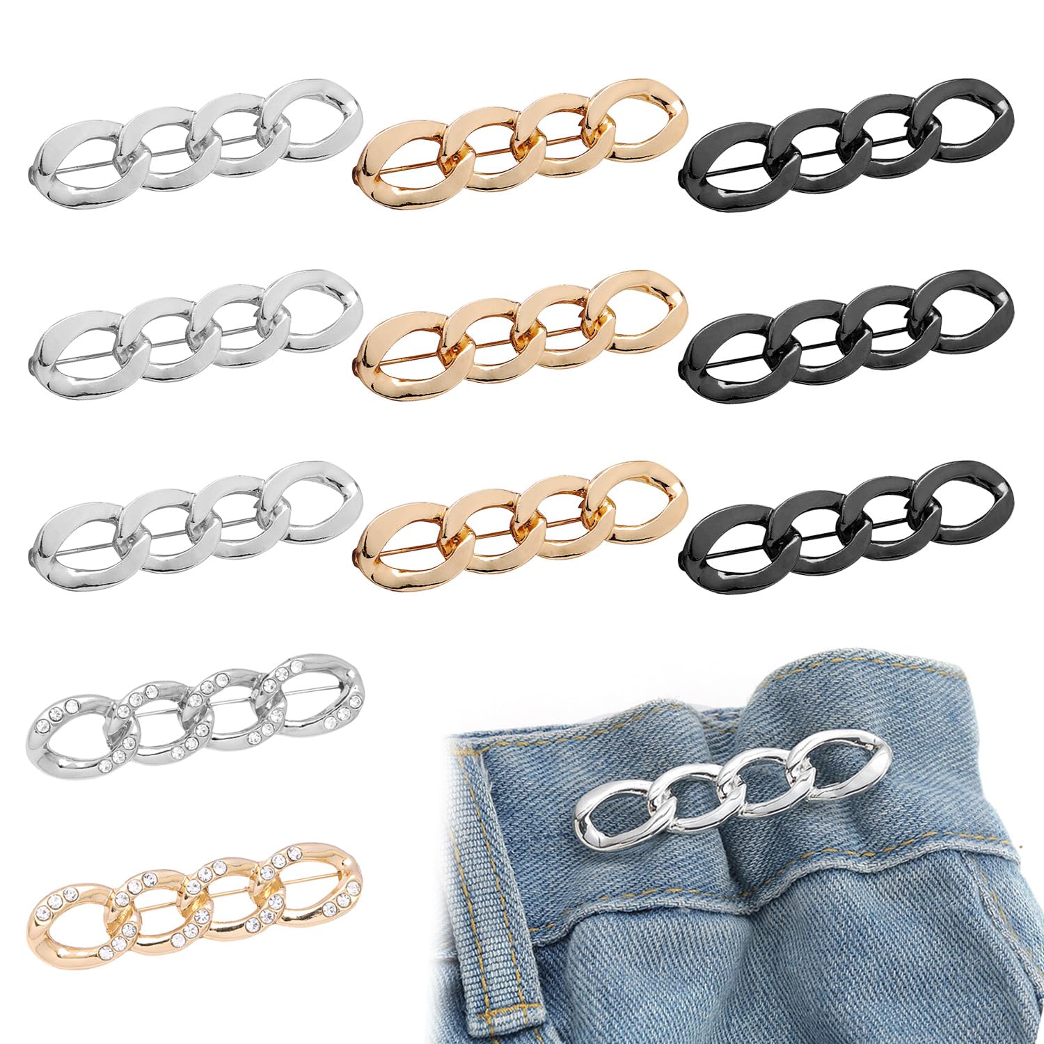 Nidhfg Multicolor 11 Pieces Of Metal Waist Buckles, Clothes Adjustment Tools, Clothes Decorative Pins, Simple And Versatile Waist Buckles.