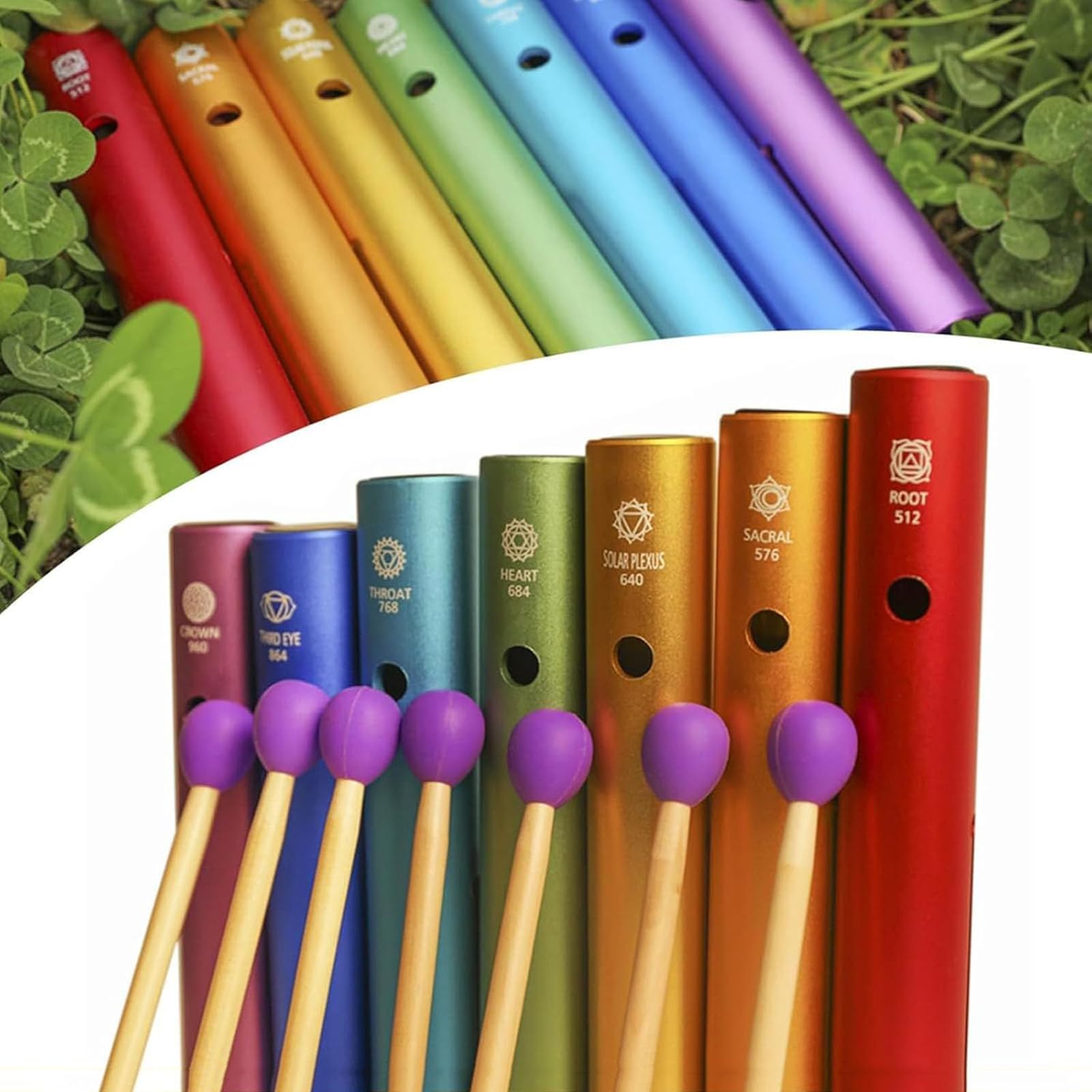 Wah-wah-röhrenset, 7 Wah-metallröhren, Regenbogenfrosch-soundröhre, 512 Hz/576 Hz/640 Hz/684 Hz/768 Hz/864 Hz/960 Hz, Instrument Für Heilung, Meditation, Zur Musikbegleitung