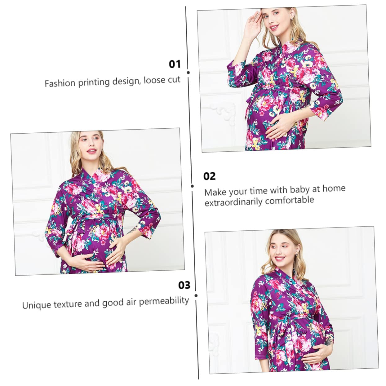 SHERCHPRY Camicia Da Notte Premaman Cardigan Trasparente Per Le Donne Coperta Per Neonati Da Allattamento Per Le Donne Che Allattano Da Sposa Cardigan Da Salotto Cotone