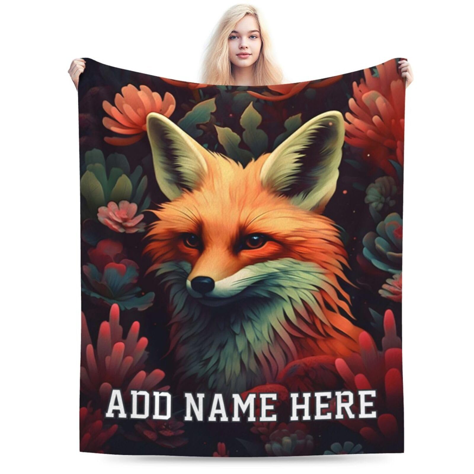 QZLAN Personalized Red Fox Blanket Custom Fox Gifts