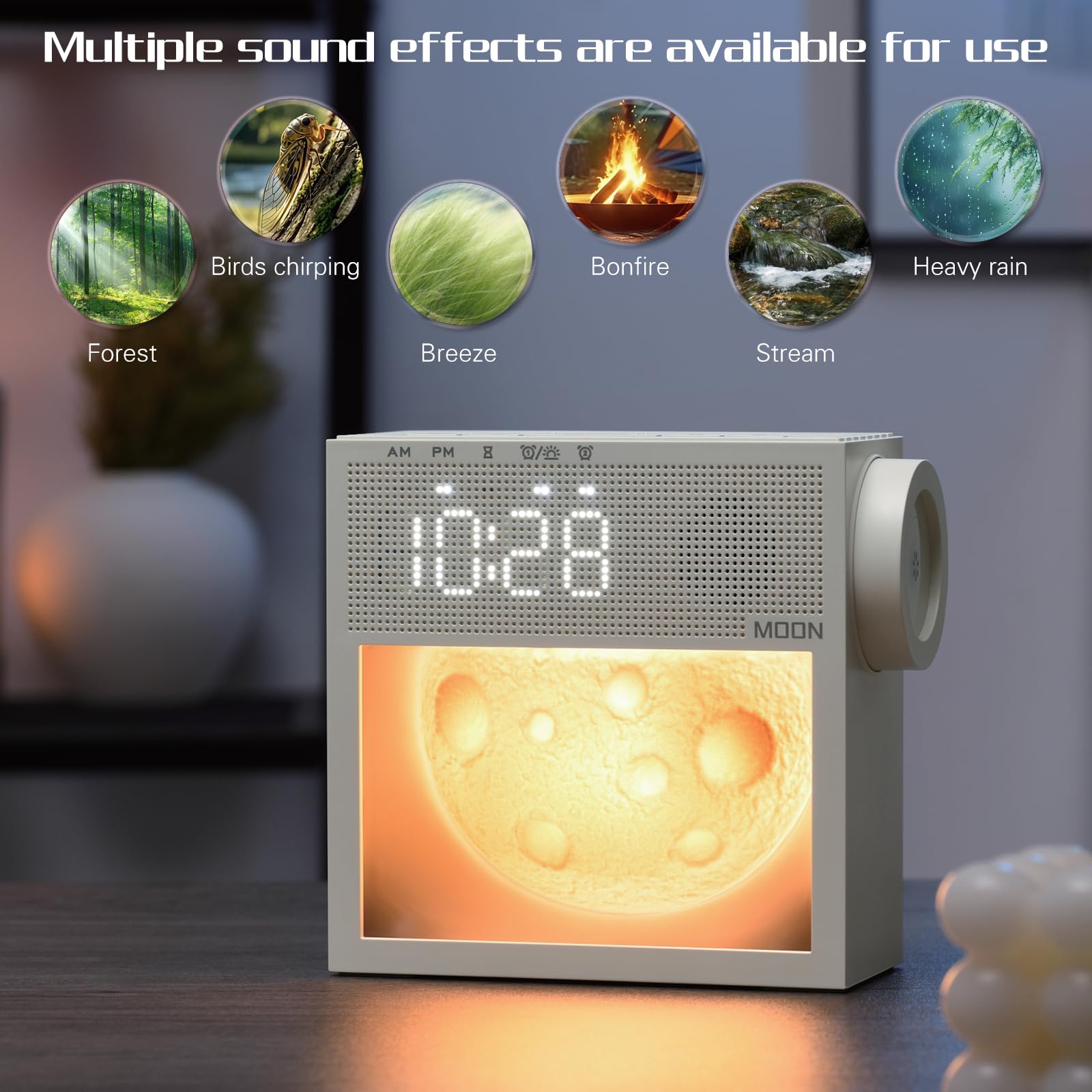 Despertador Amanecer, Despertador Luz Natural, Lampara Amanecer | 3 Niveles De Luminosidad, Despertador con Luz De Amanecer, 20 Sonidos Naturales, Luz Nocturna Regulable – para El Dormitorio.