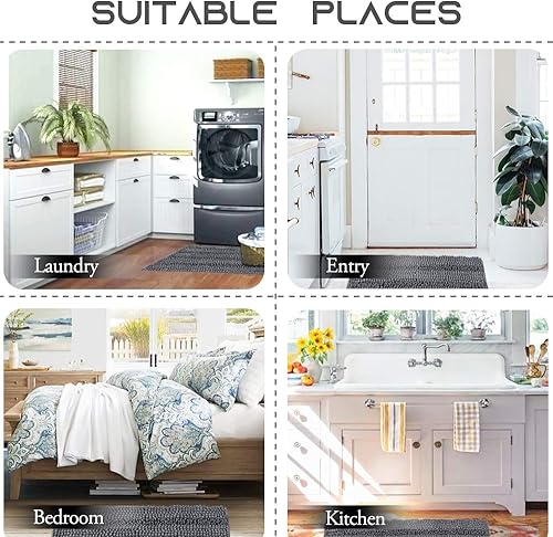 Vista 54 de NICETOWN Tapetes de baño antideslizantes (verde cáscara, 20 x 32 + 17 x 24 pulgadas)