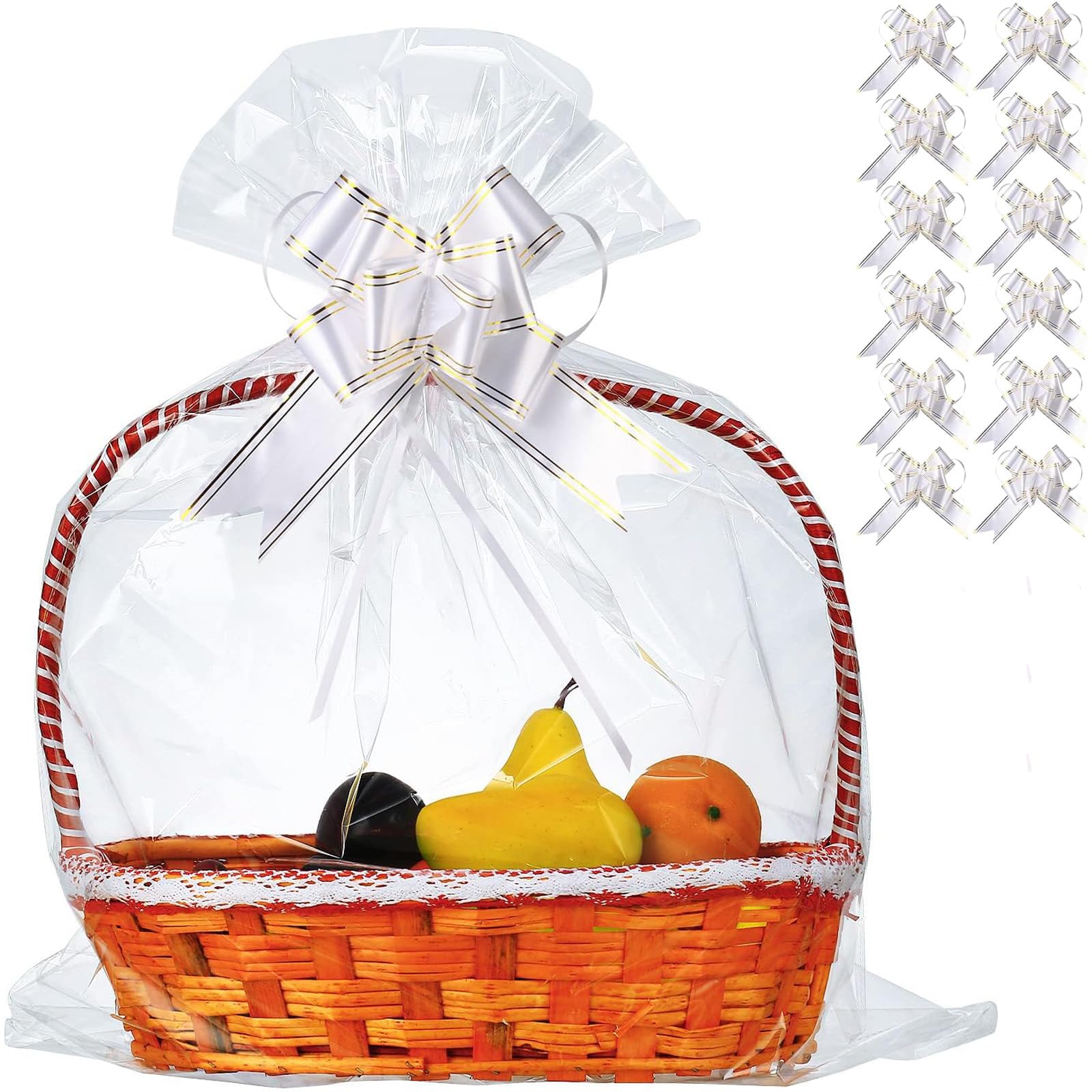 50 Packs 32 x 40 Inches Gift Wrap Cellophane Bags for Basket Extra-large Jumbo Clear Cellophane Wraps Clear Huge Cello Bags for Basket, Gift,