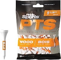 PrideSports PTS 1-1/2 Inch Wood Golf Tees, 90 Count - #1 Tour Tee for Irons, Hybrids & Low Profile Woods | Color-Coded Durability