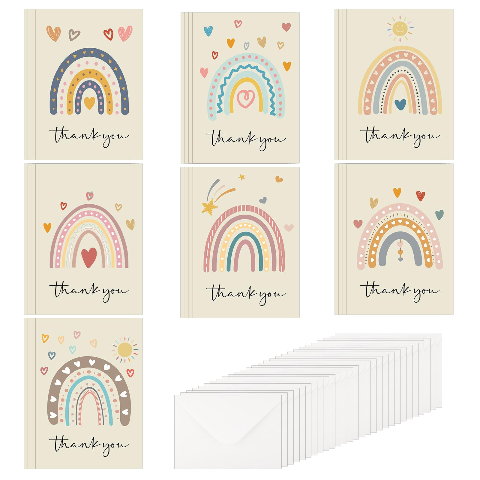Urker Thank You Cards Multipack, 28 ThankYou Notes with Envelopes