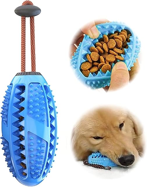 Aidiyapet Puppy Toy Natural Teething Rubber - Fun to Chew, Chase & Fetch Blue - For Medium Puppies